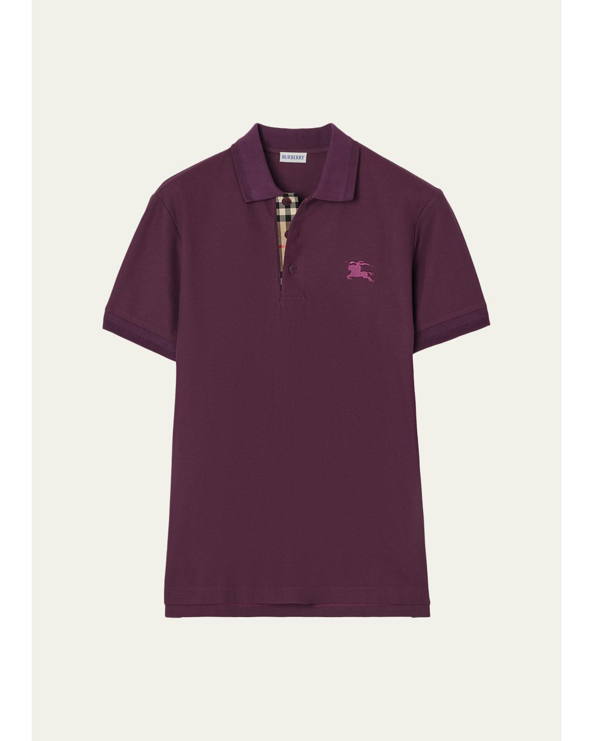 Men'S Eddie Check-Placket Cotton Polo Shirt