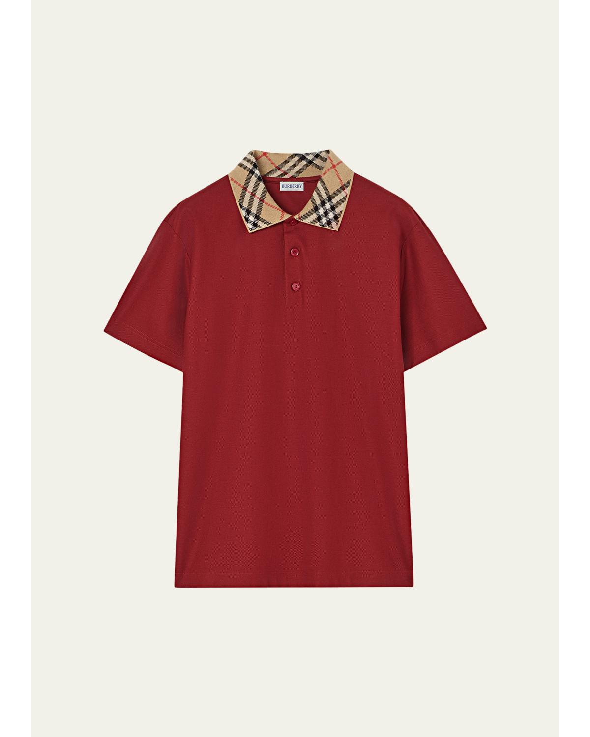Men'S Evan Check-Collar Cotton Polo Shirt