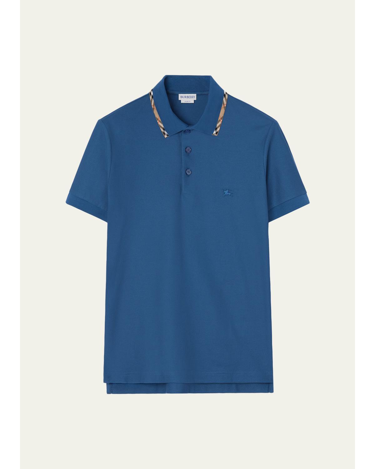Men'S Eddie Check-Trim Cotton Polo Shirt