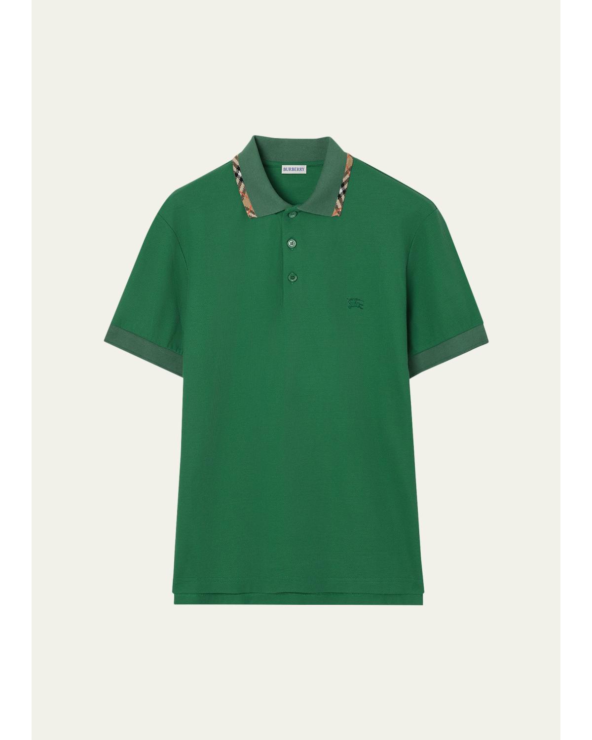 Men'S Eddie Check-Trim Cotton Polo Shirt