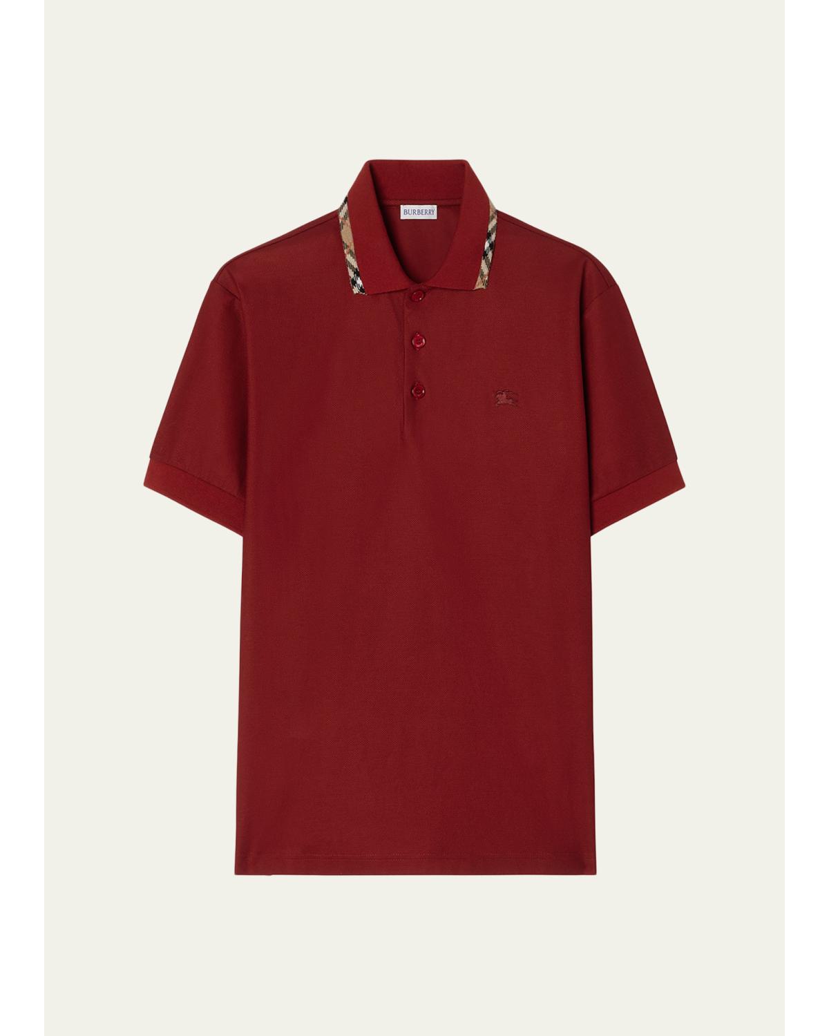 Men'S Eddie Check-Trim Cotton Polo Shirt