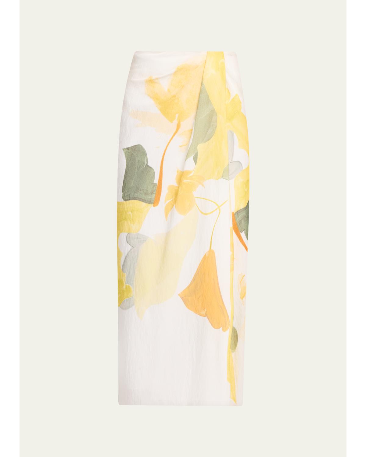 Painted Satin-Viscose Midi