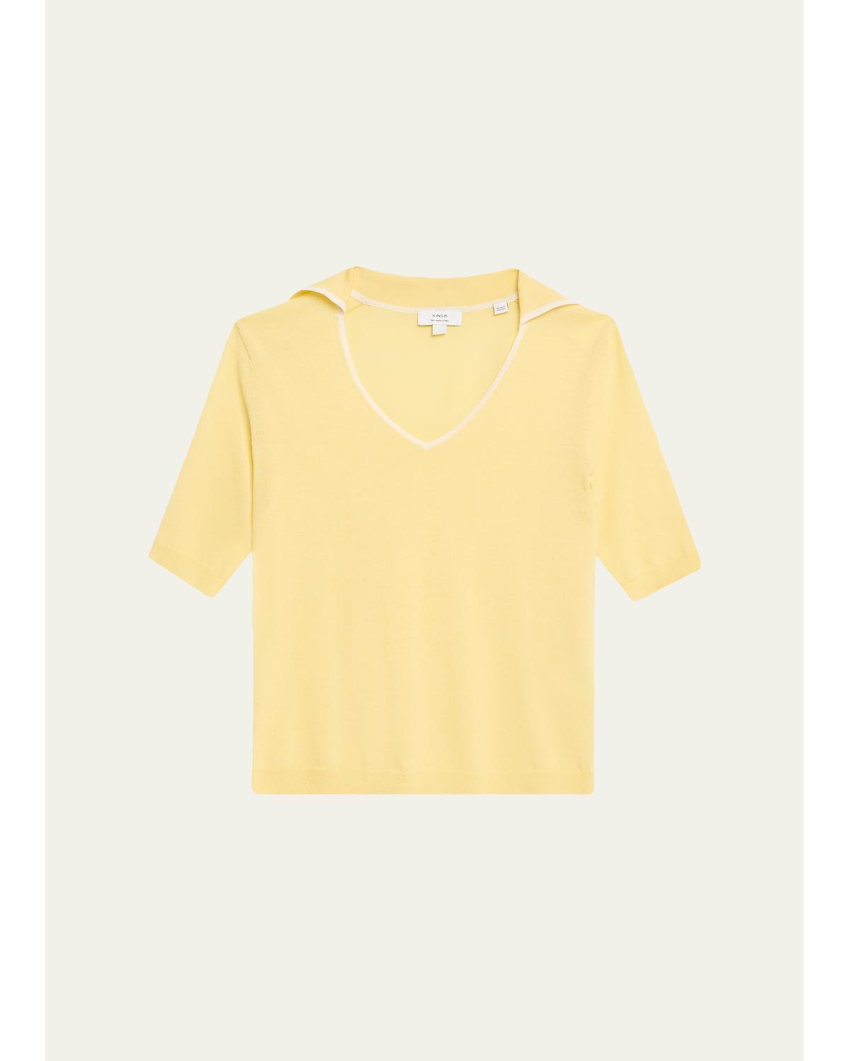 Tipped Elbow-Sleeve Top