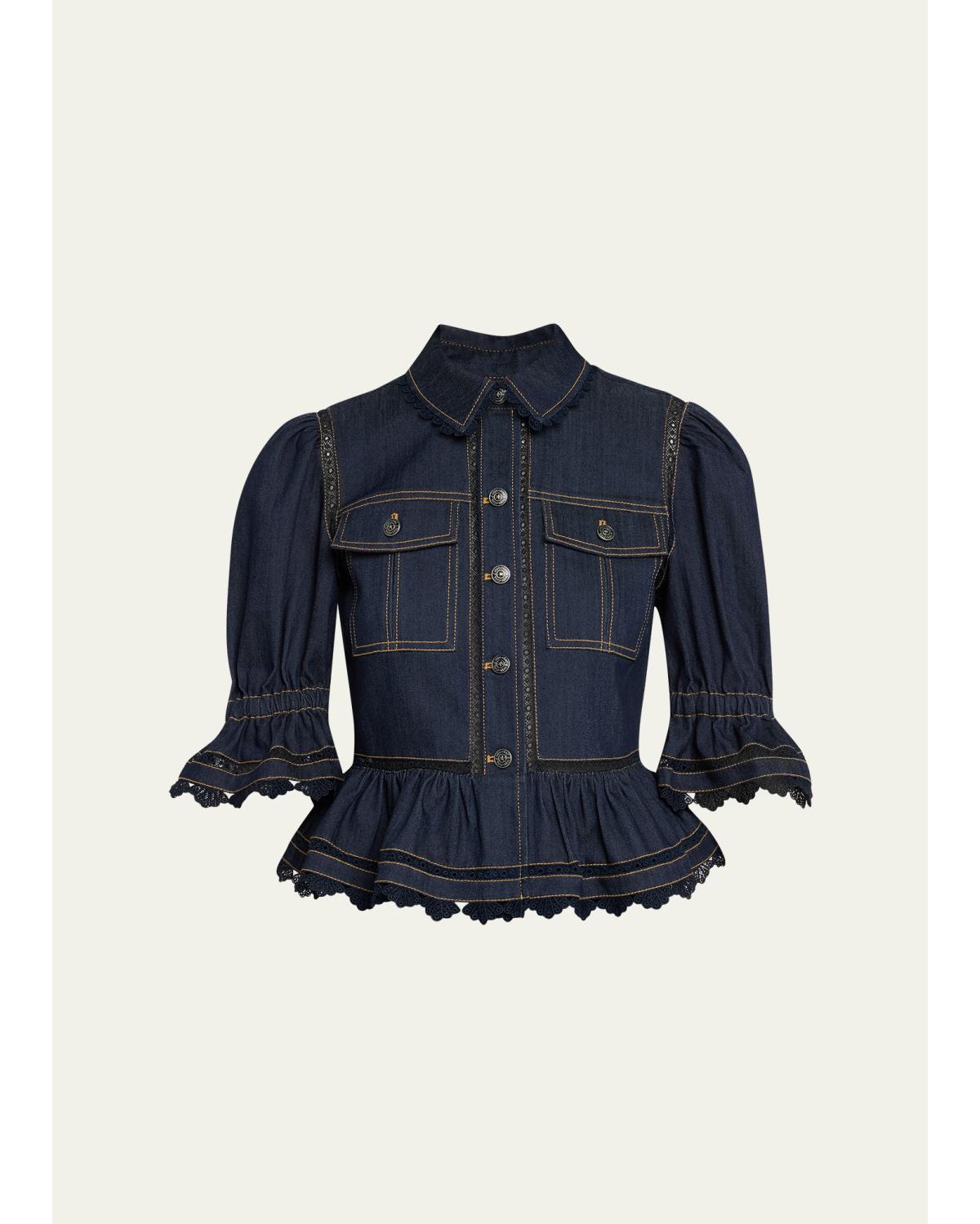 Guipure Lace Denim Jacket