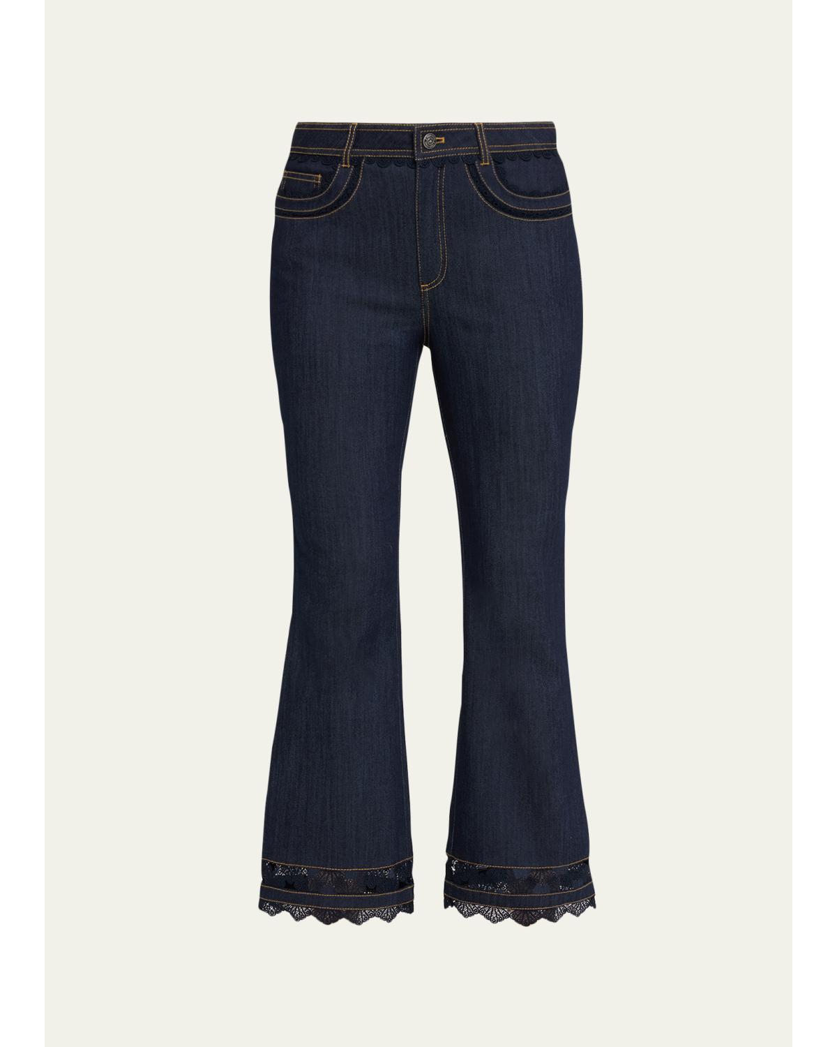 Stevie Guipure Lace Crop Flare Jeans