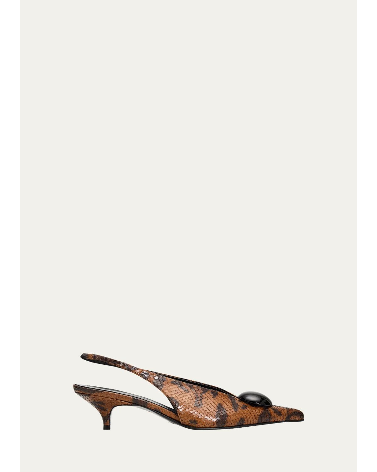 Dome Slash 20Mm Python-Embossed Slingback