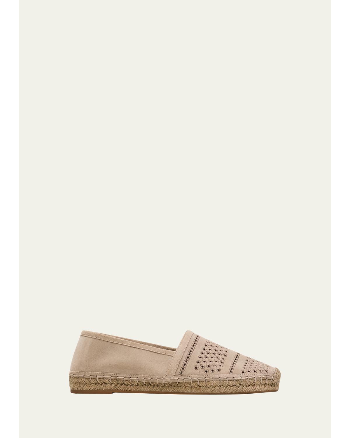 Suede Eyelet Espadrille Flats