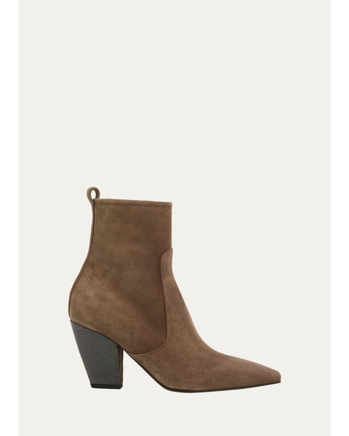 90Mm Suede Monili Ankle Boots