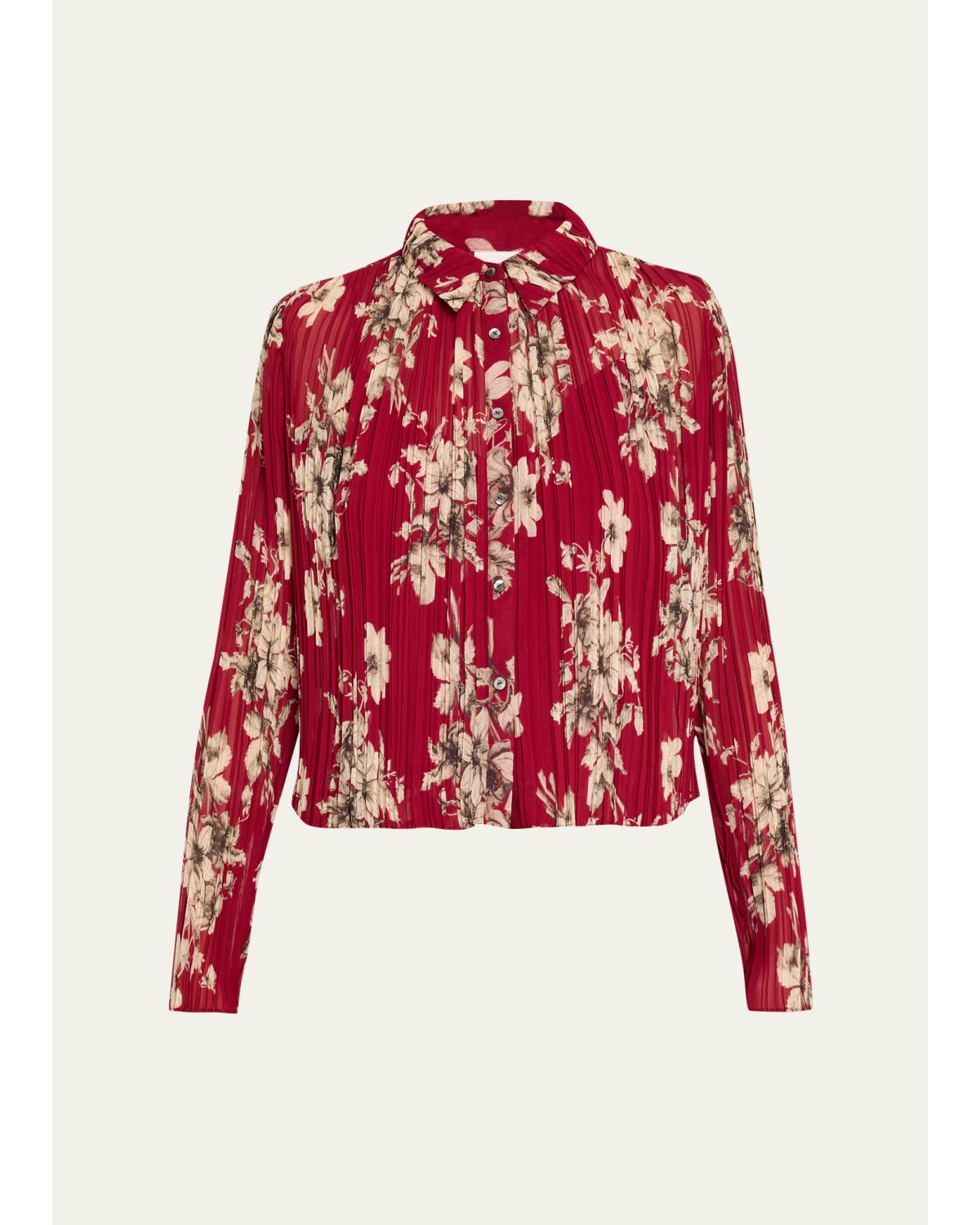 Hand-Sketched Floral Georgette Blouse