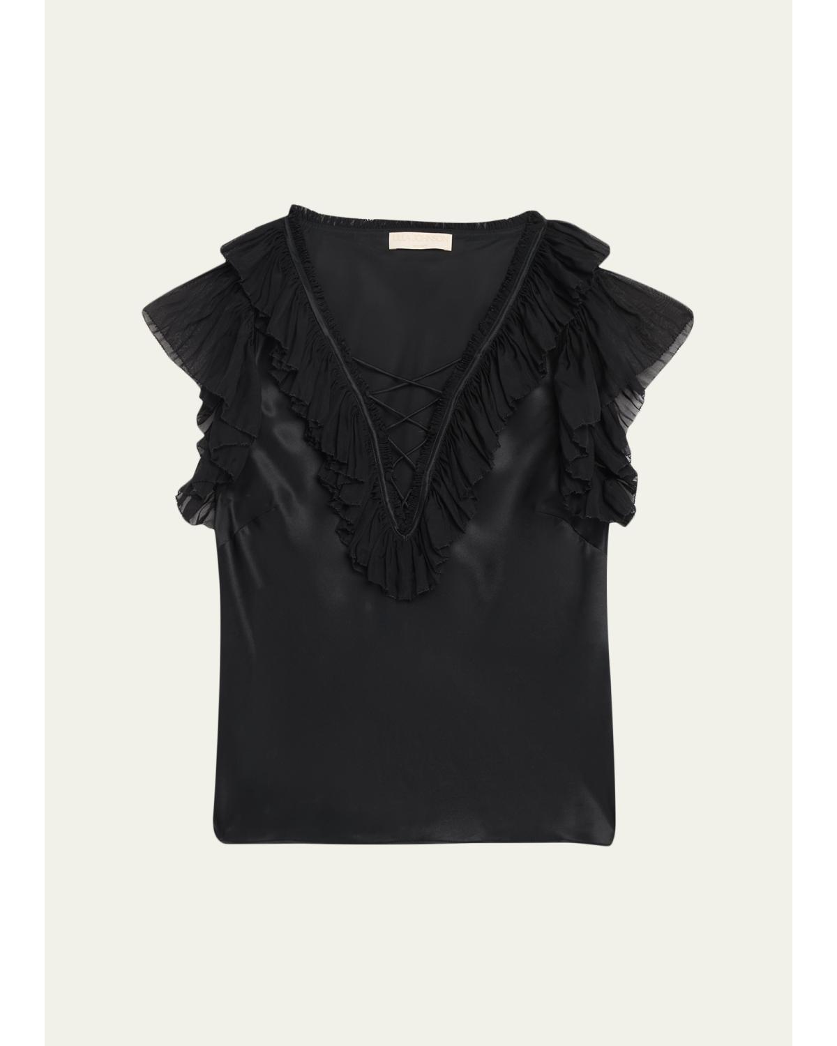 Ilyana Silk Ruffle Blouse