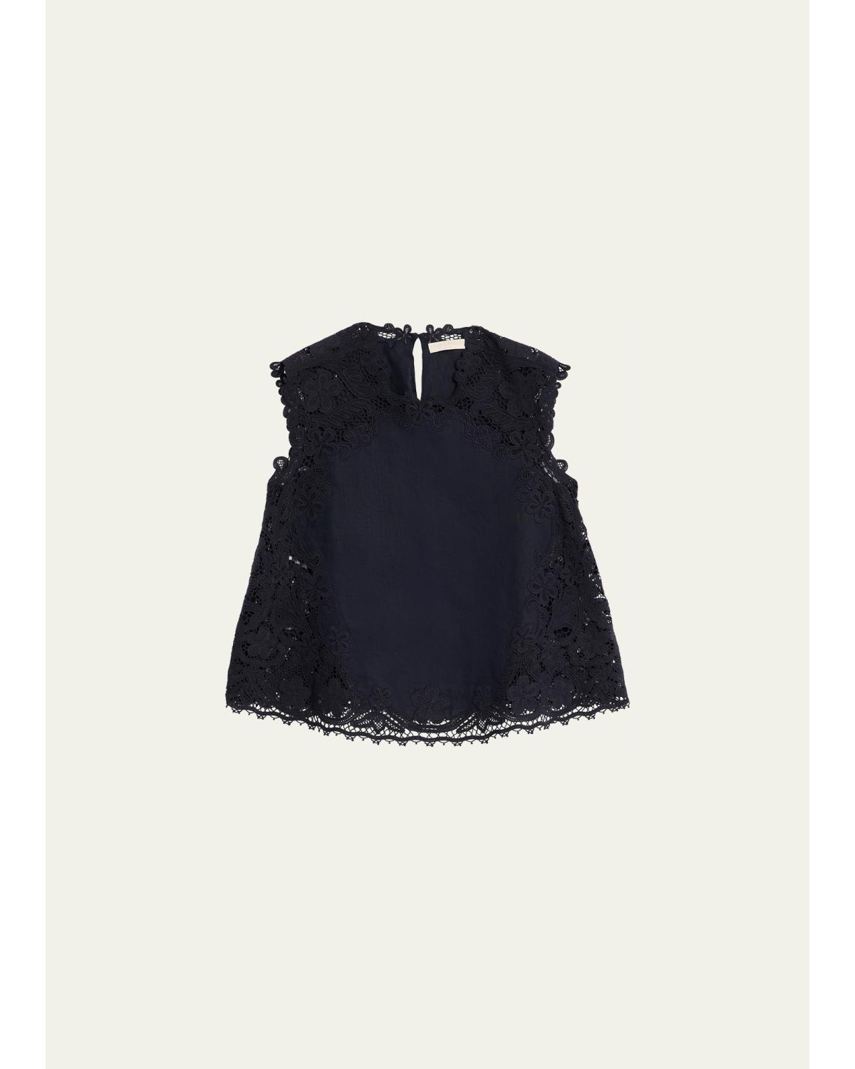 Amelie Embroidered Linen-Blend Top