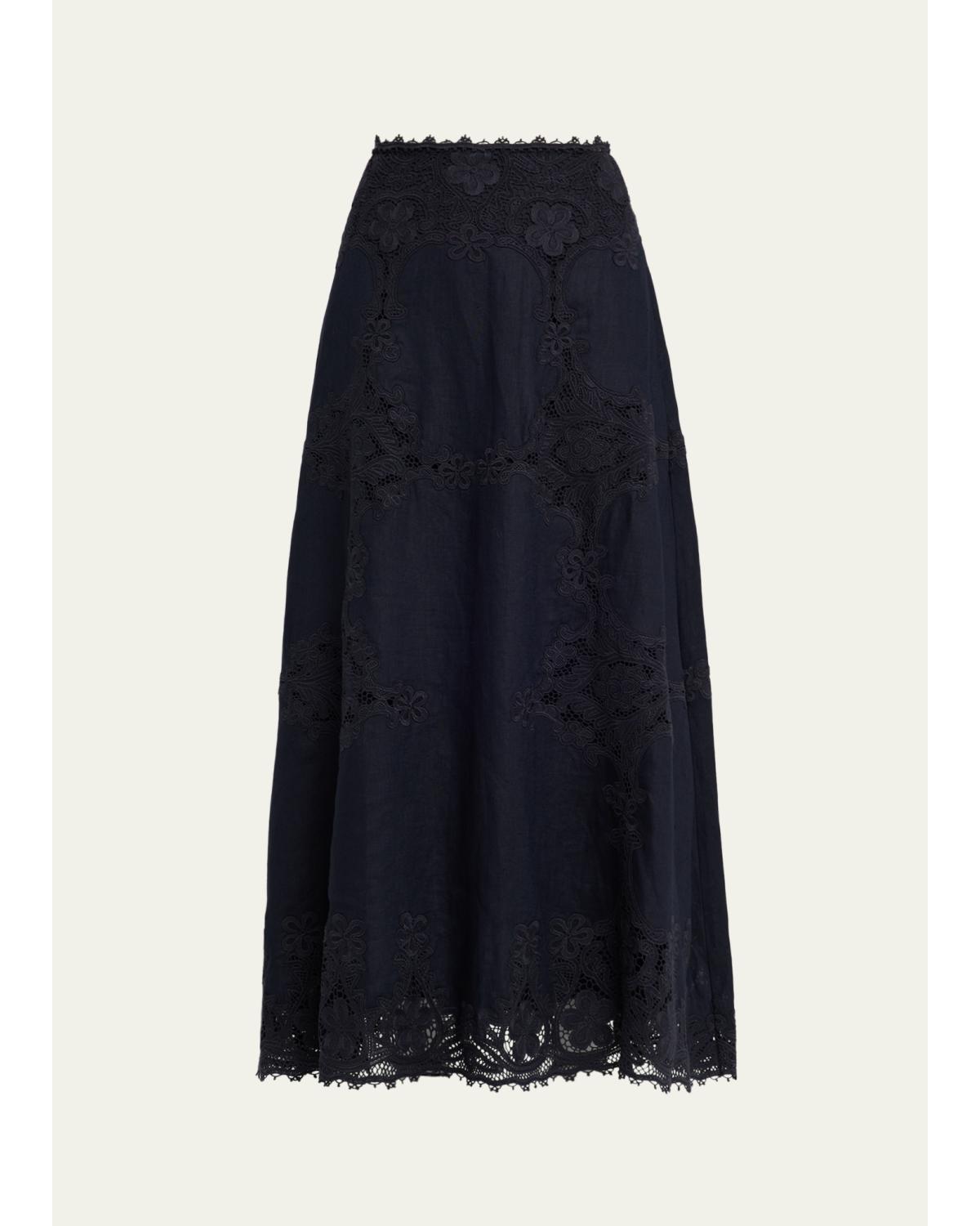 Fleur Embroidered Linen-Blend Midi