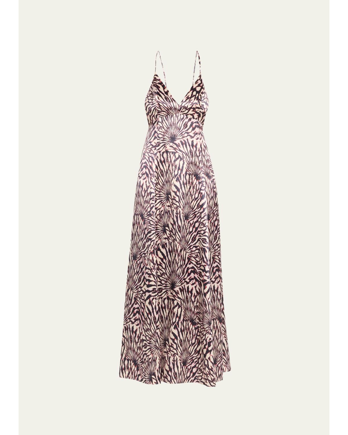 Oriana Sleeveless Open-Back Satin Dress