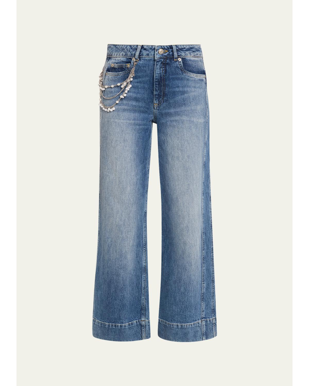 Pearly-Chain Cropped Wide- Leg