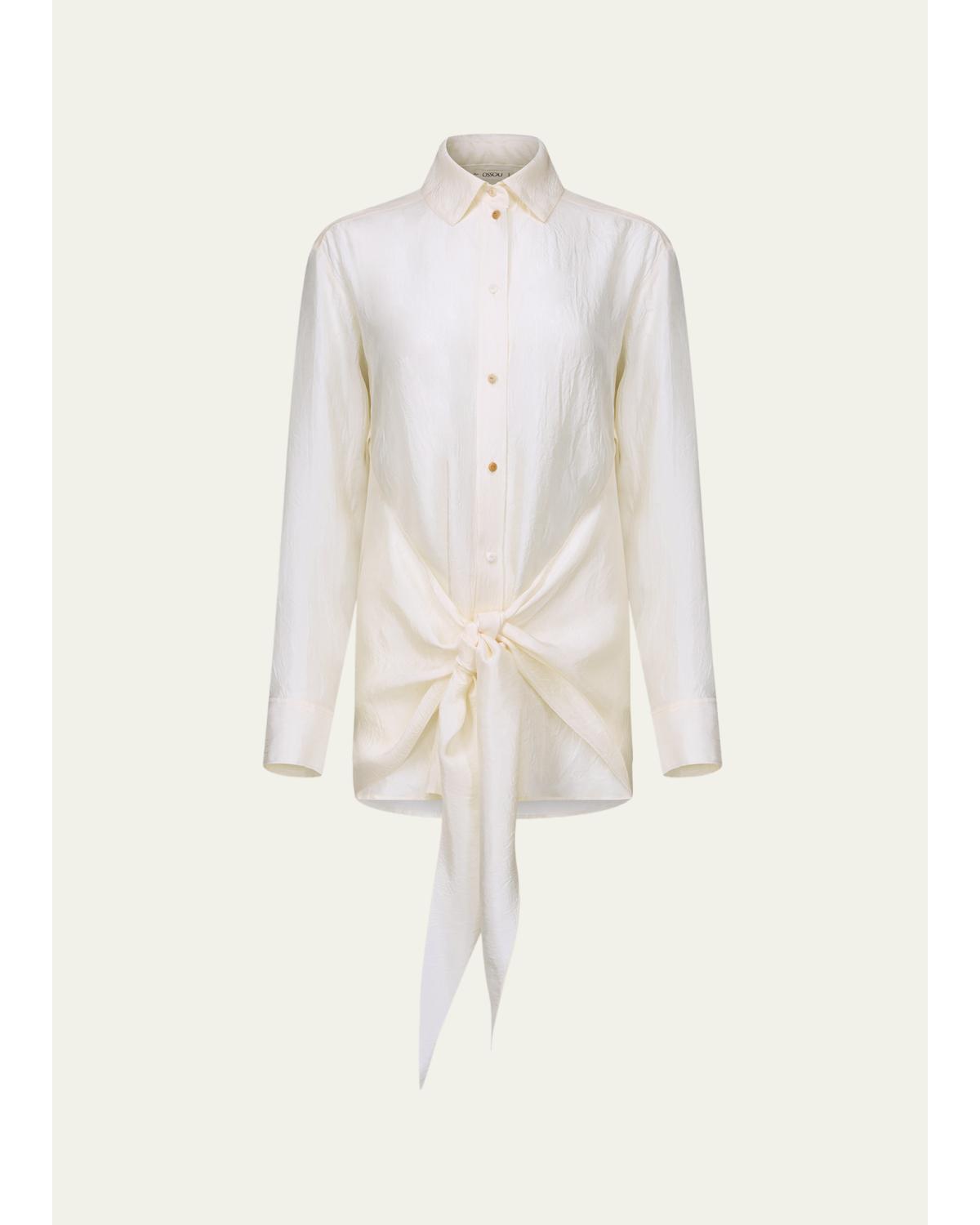 Arroya Tie-Front Crinkled Shirt