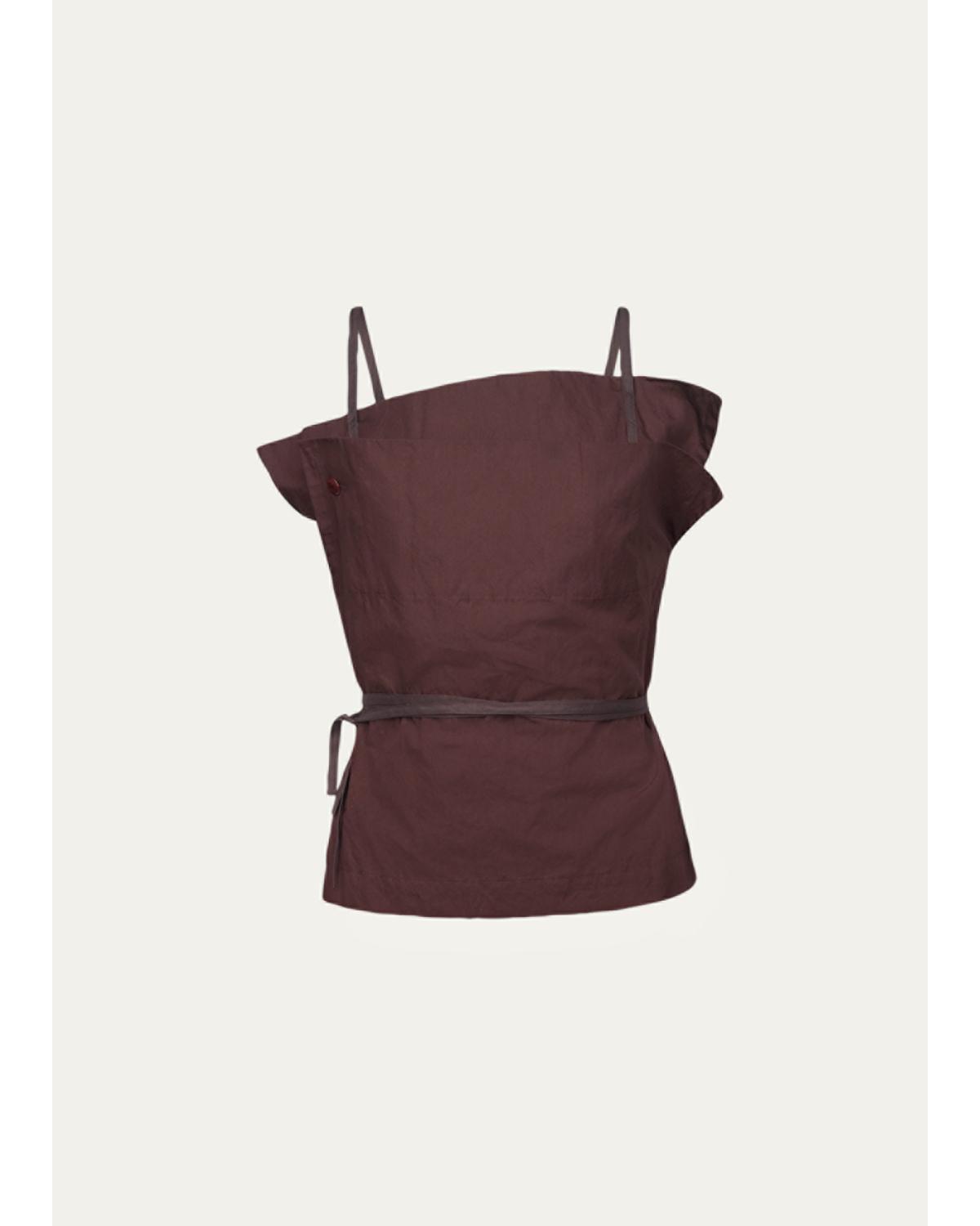 Sienna Cotton Twill Ribbon Tie Top