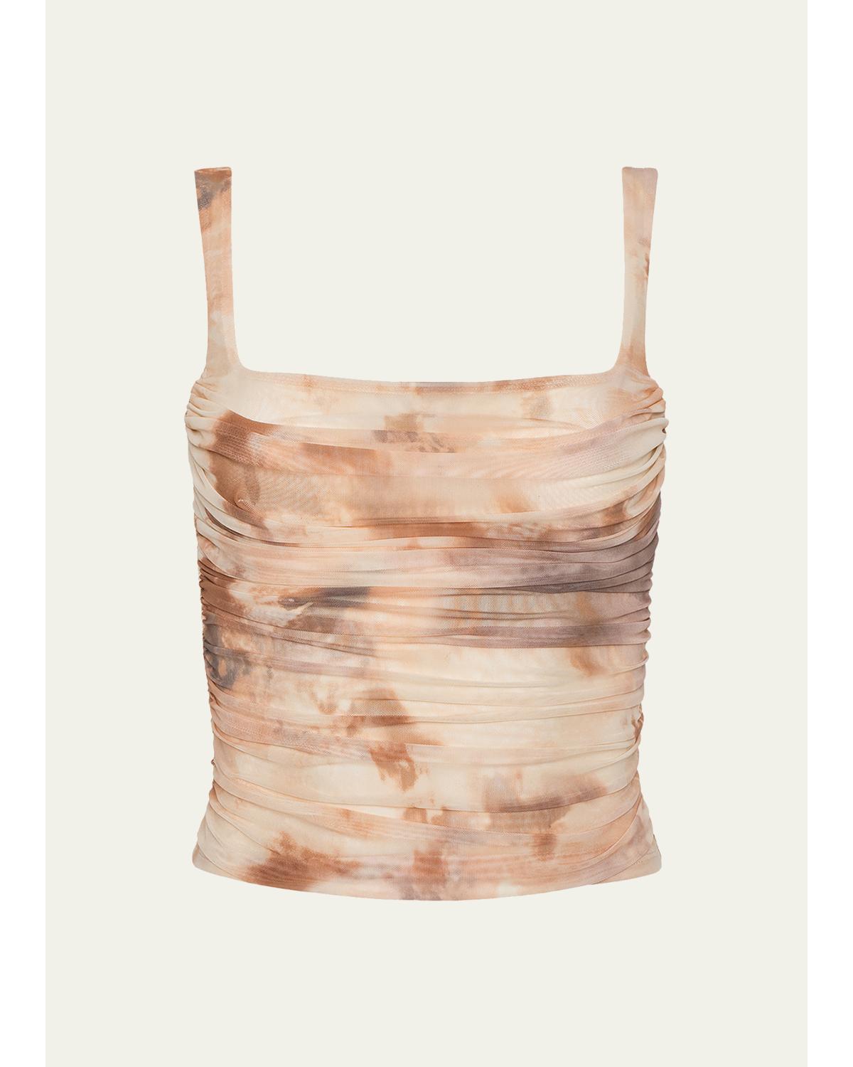 Rasha Watercolor-Print Ruched Tank