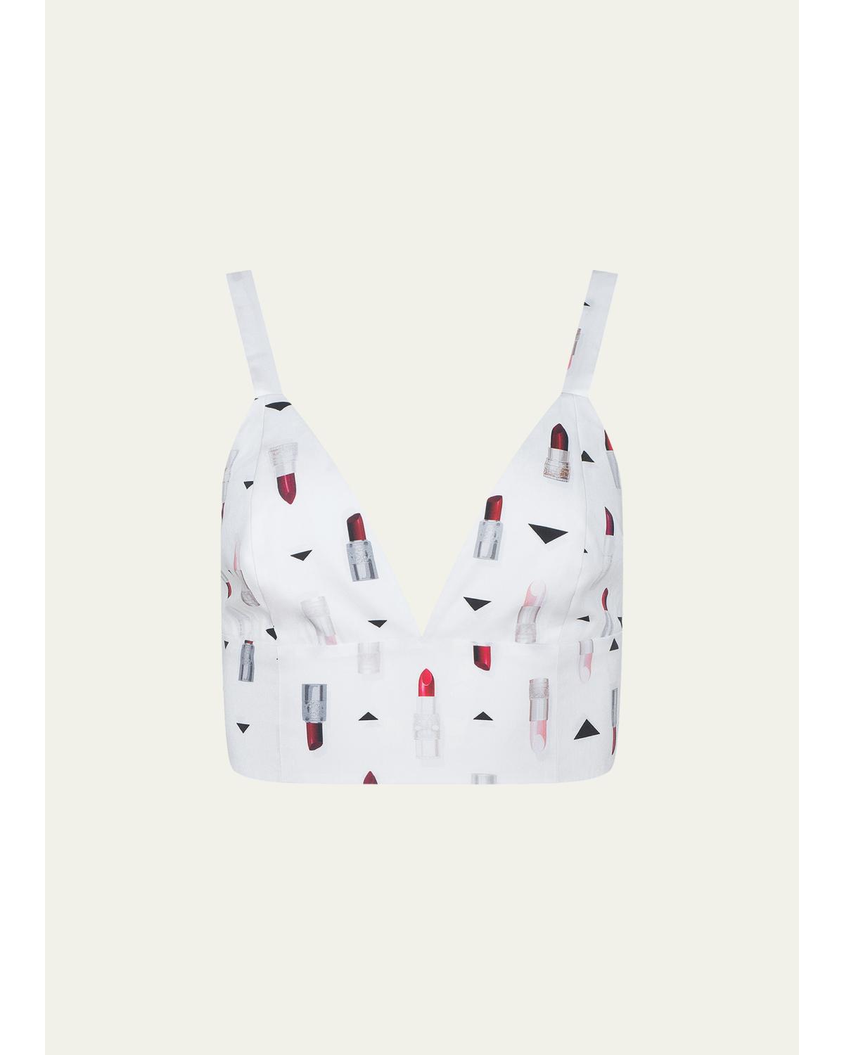 Kaori Lipstick-Print Bralette Top