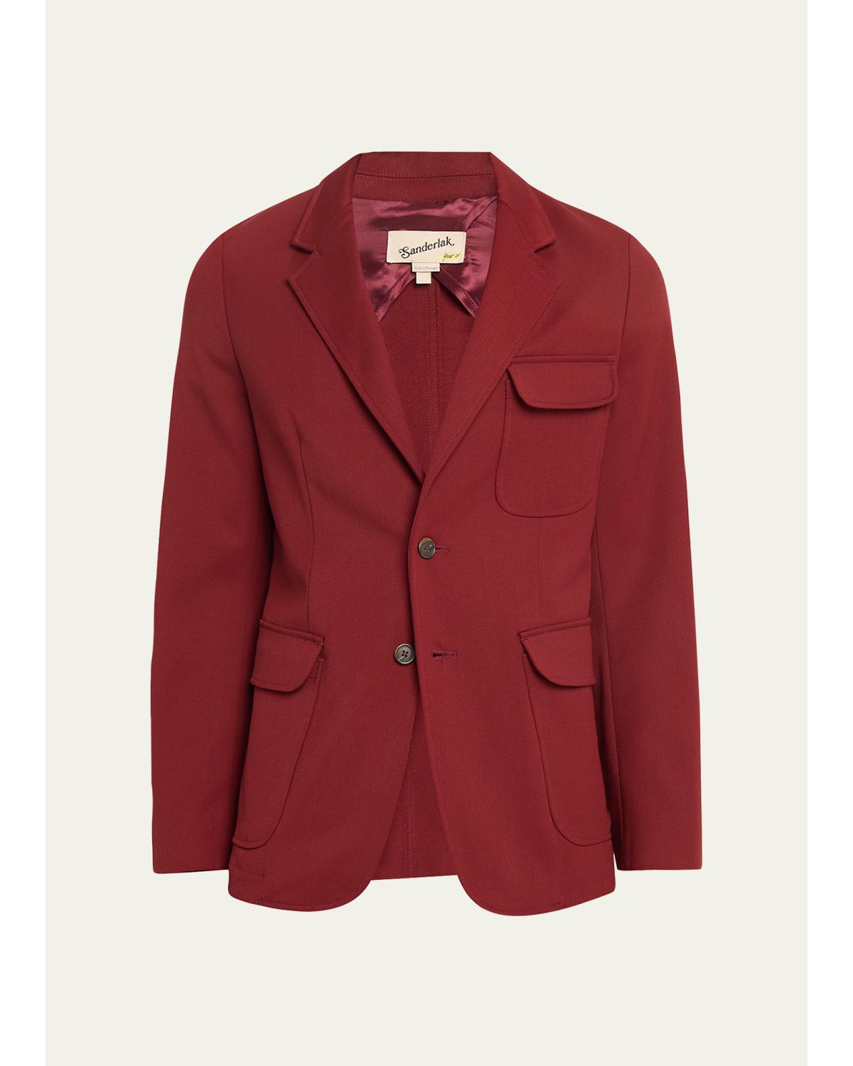 Men'S Twill Flap Pocket Single-Breasted Blazer