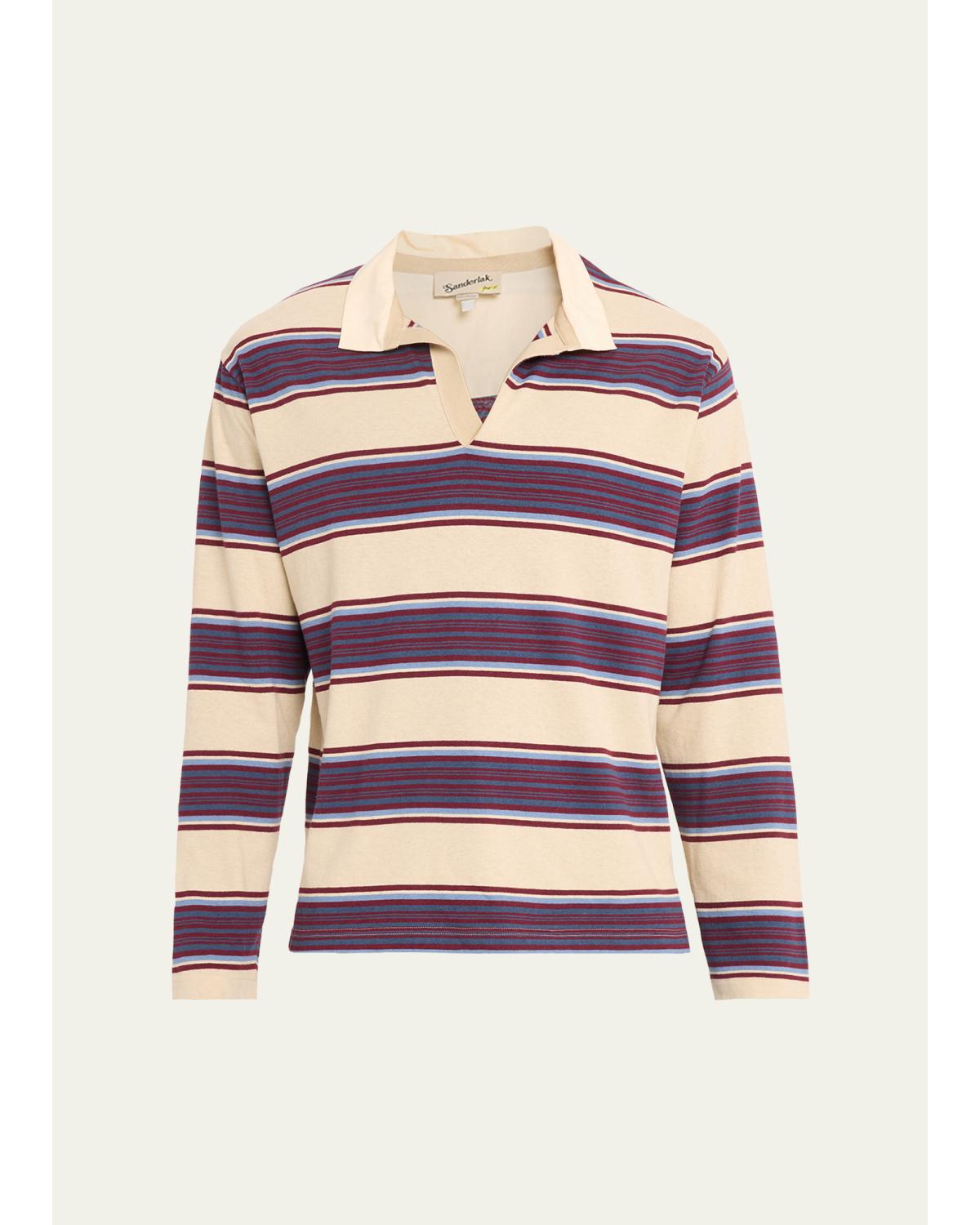 Men'S Relaxed Stripe Rugby Polo Shirt