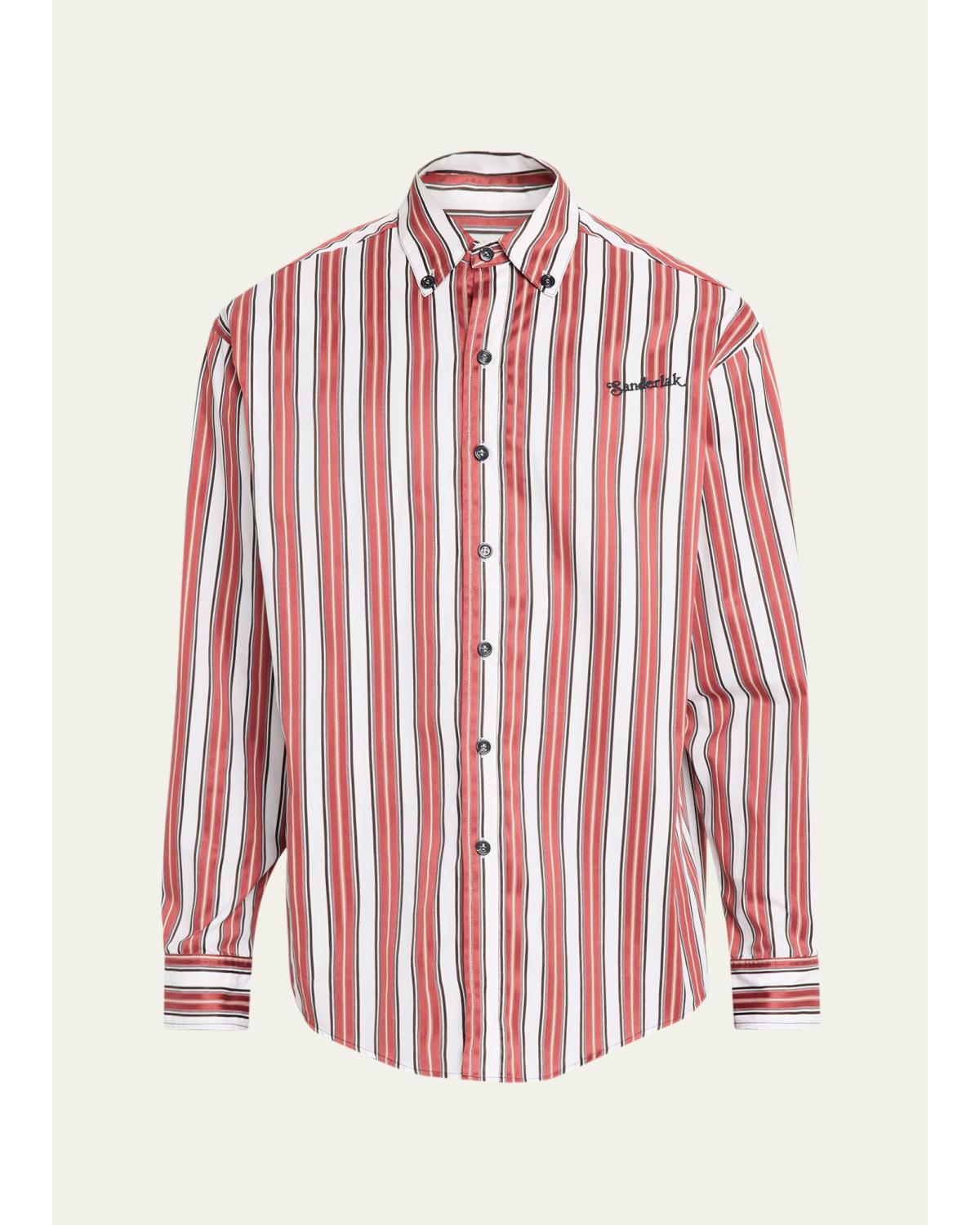 Men'S Oversized Stripe Poplin Button-Down Shirt