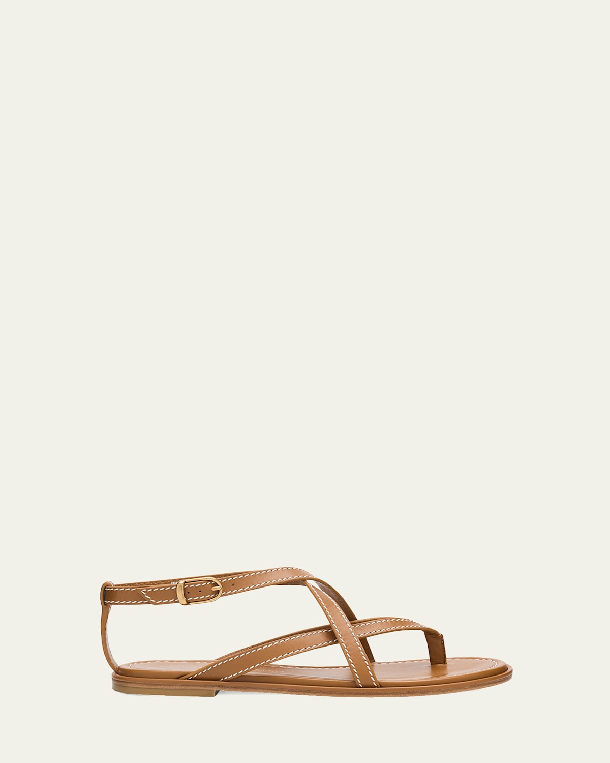 Stuart Weitzman Park Flat Strappy Leather Sandals In Brown