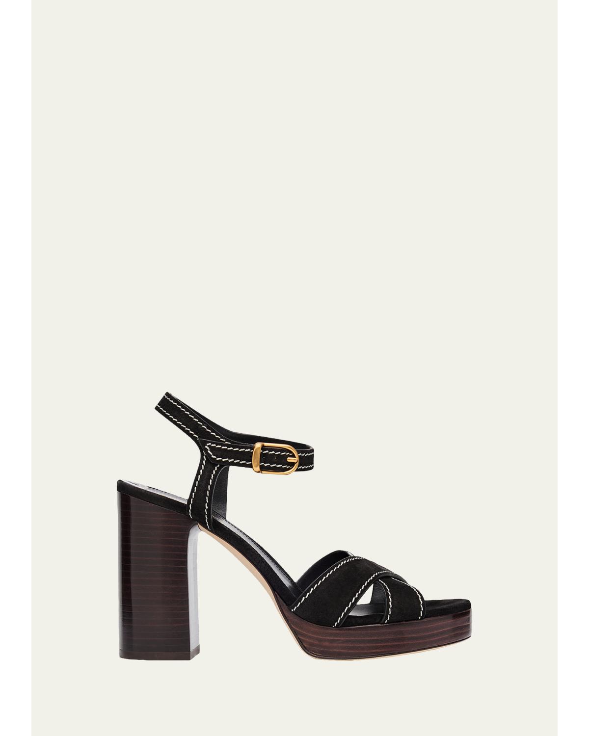 95Mm Park Suede Platform Sandals