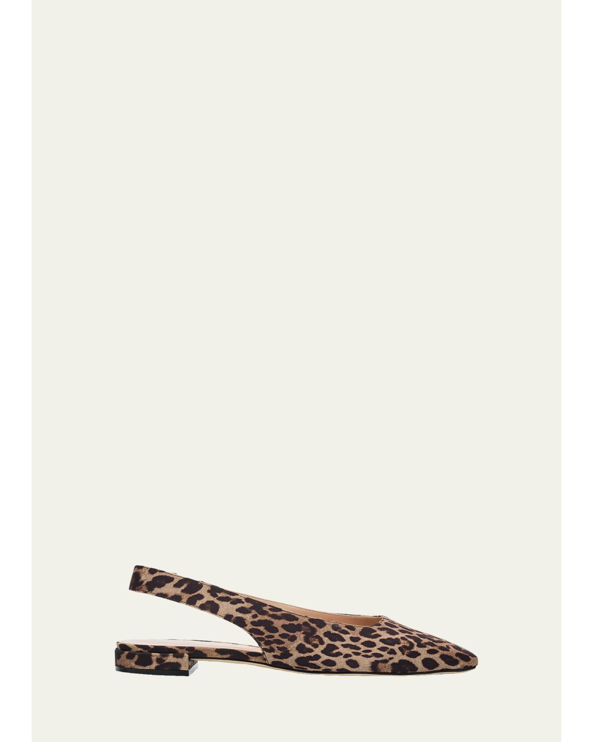 Stassi Leopard Grosgrain Slingback Flats