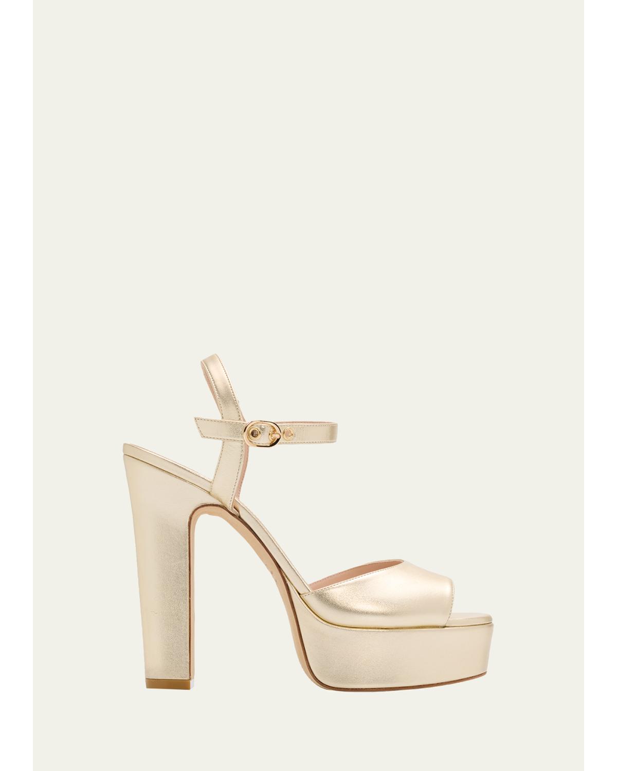 130Mm Reade Metallic Leather Platform Sandals