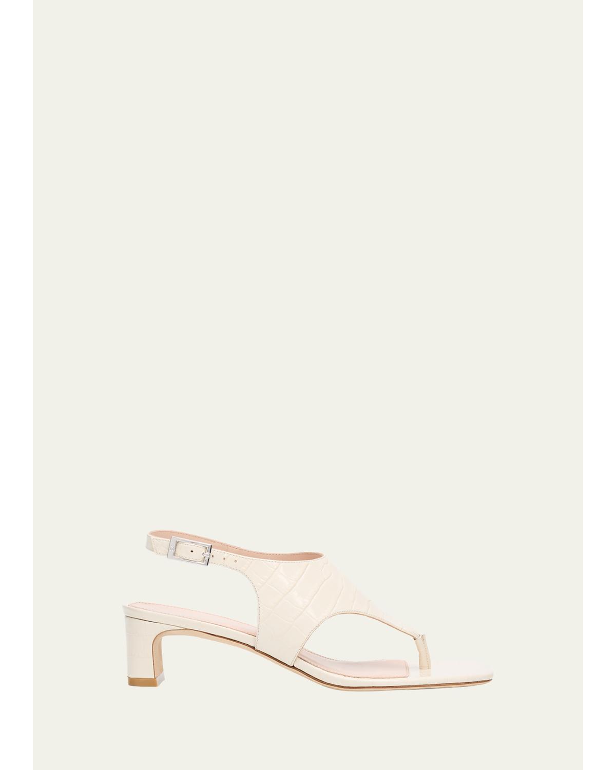 40Mm Baby Babette Croc-Embossed Leather Thong Sandals