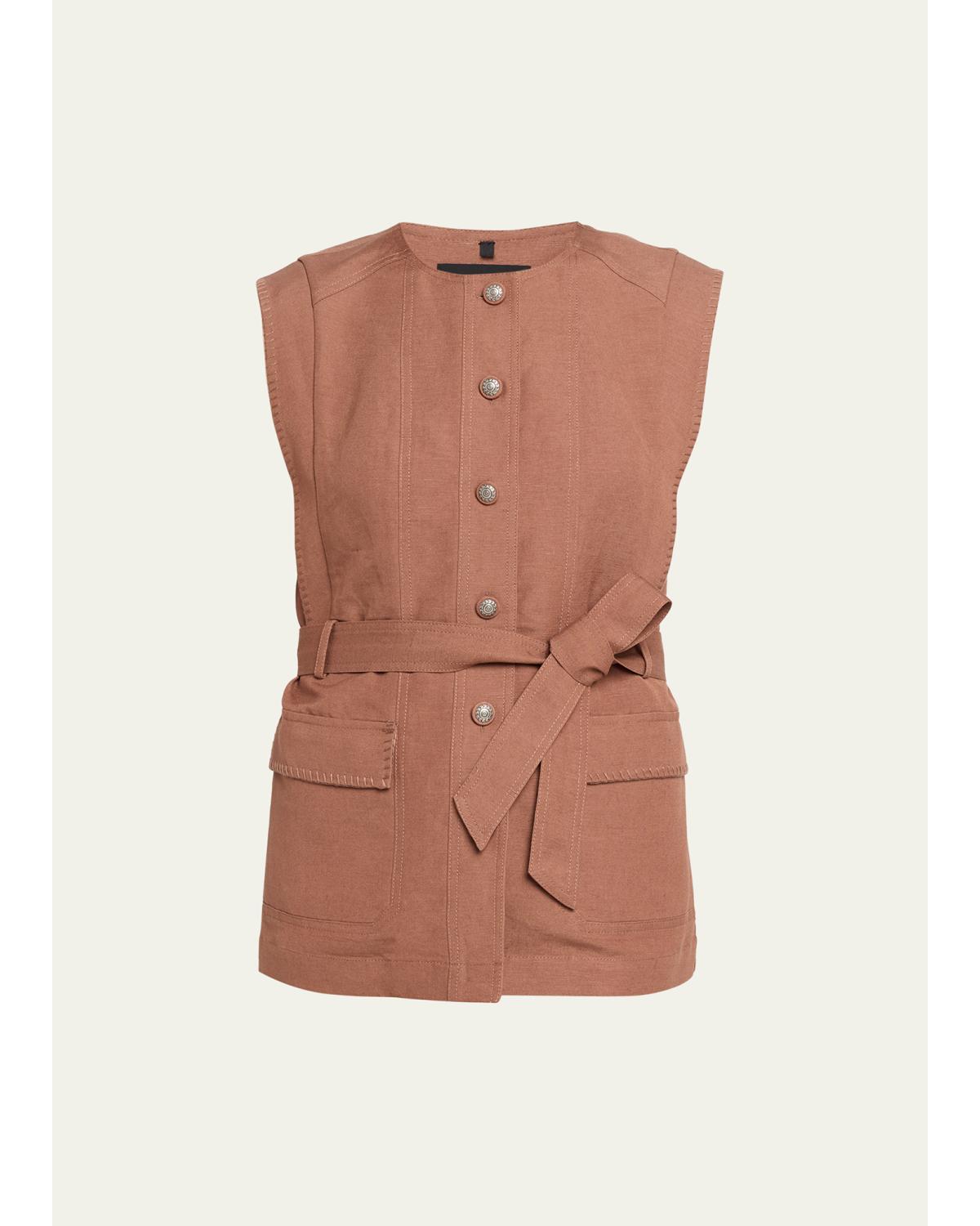 Beckett Belted Linen Vest