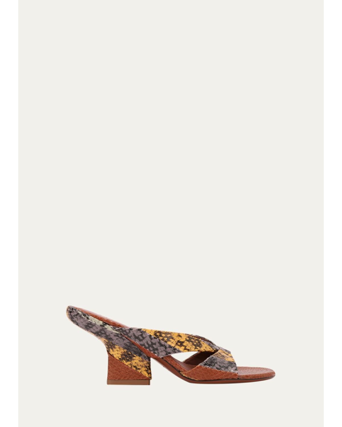 75Mm Snake-Embossed Mules