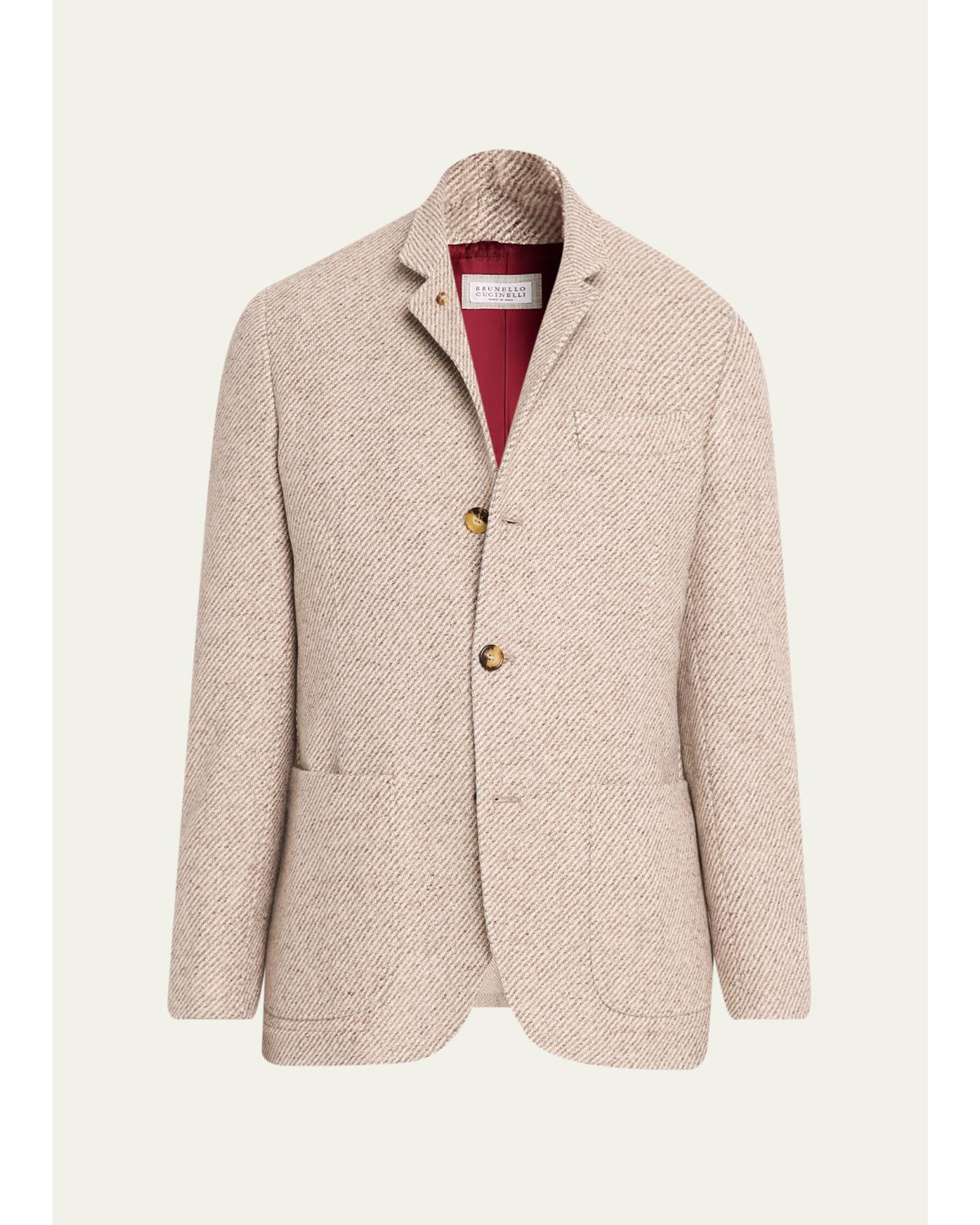 Men'S Cashmere And Silk Diagonal Stripe Sport Coat