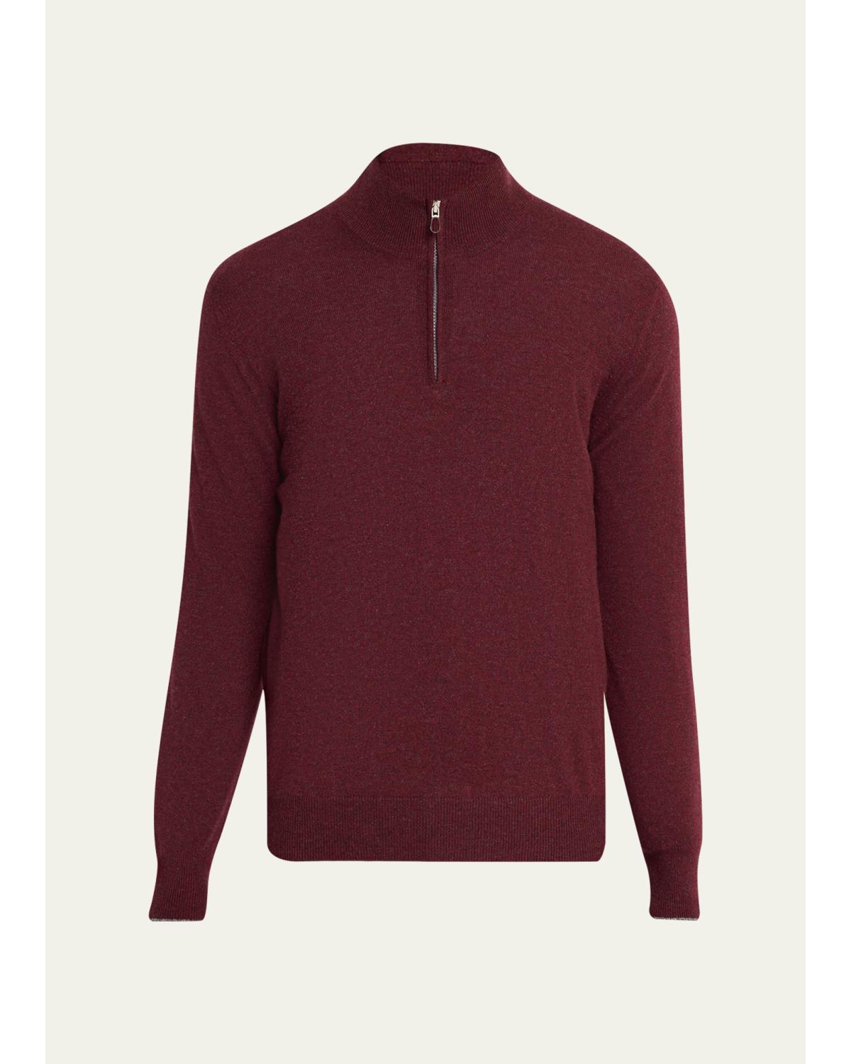 Men'S Cashmere Mouline Quarter-Zip Sweater
