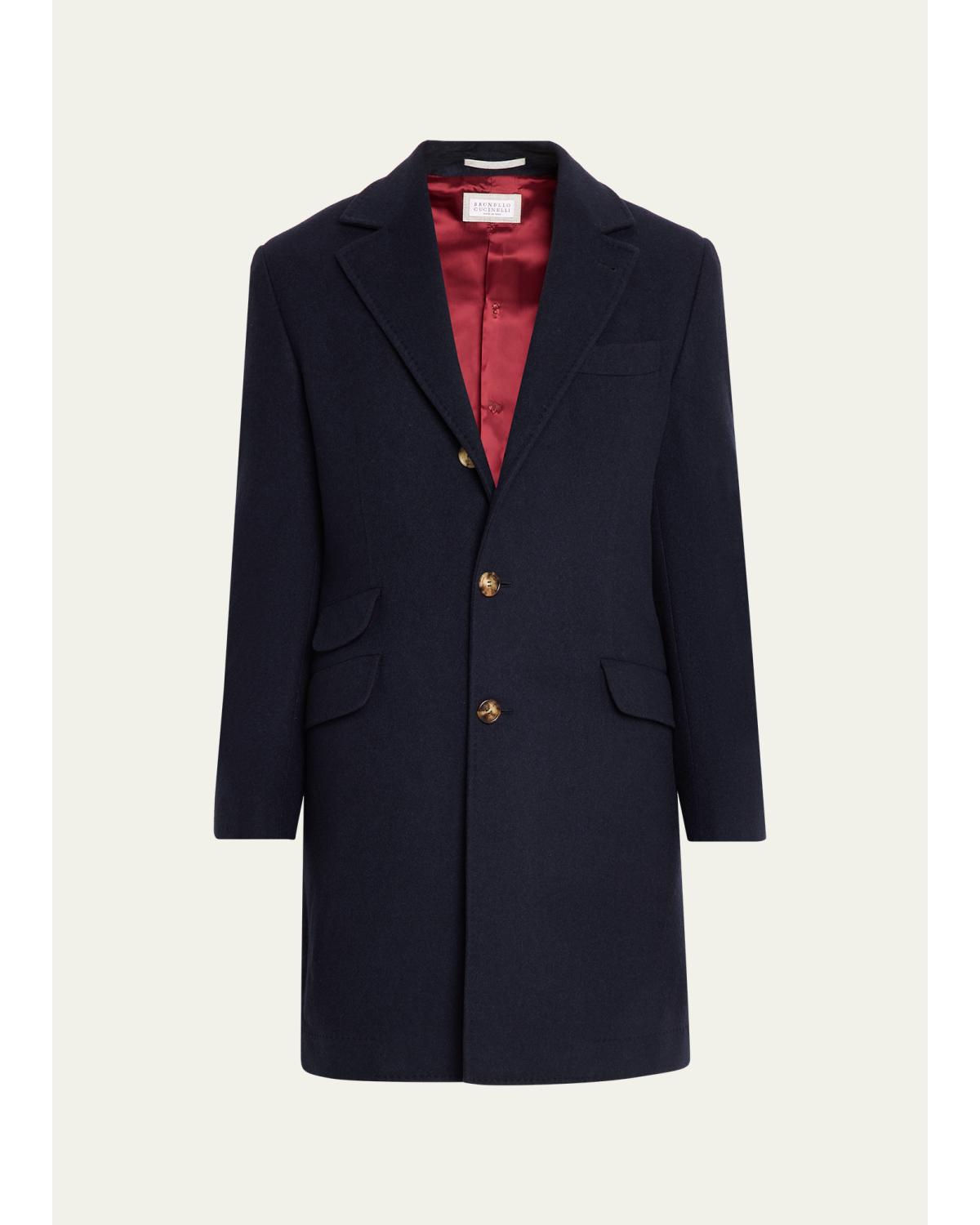 Men'S Cashmere Single-Breasted Topcoat