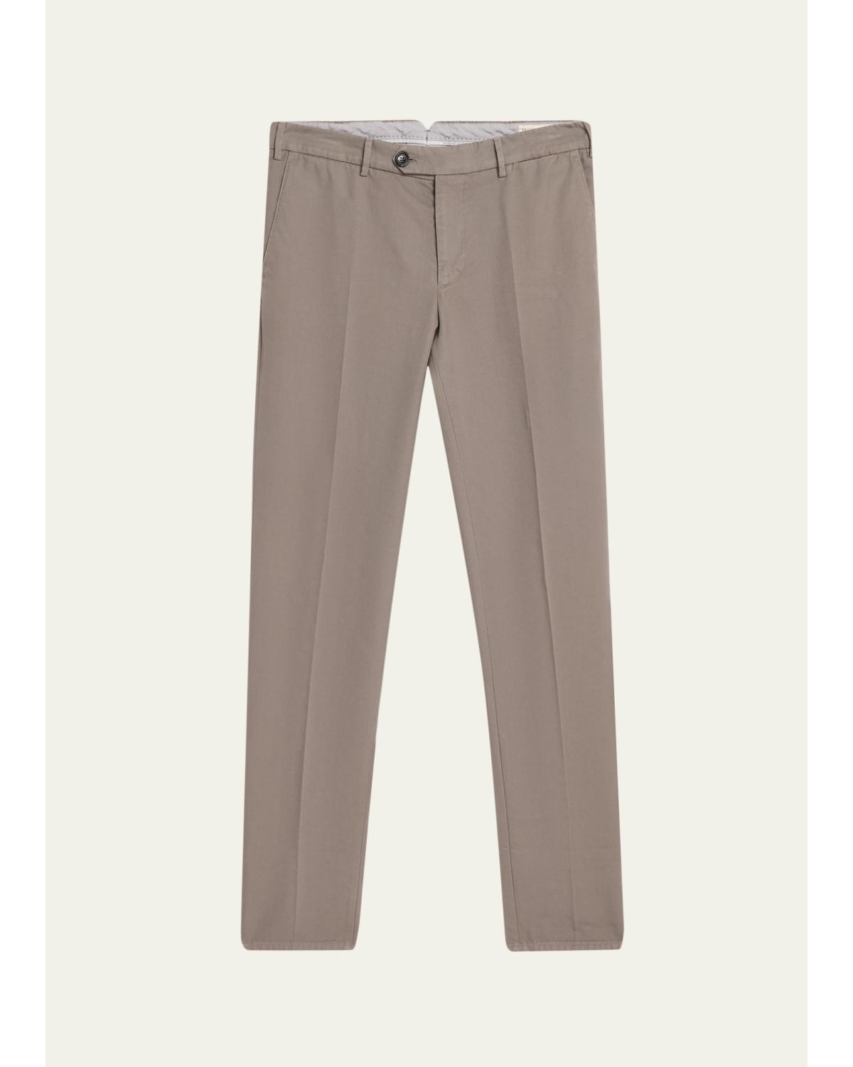 Men'S Cotton Straight Leg Flat-Front Pants