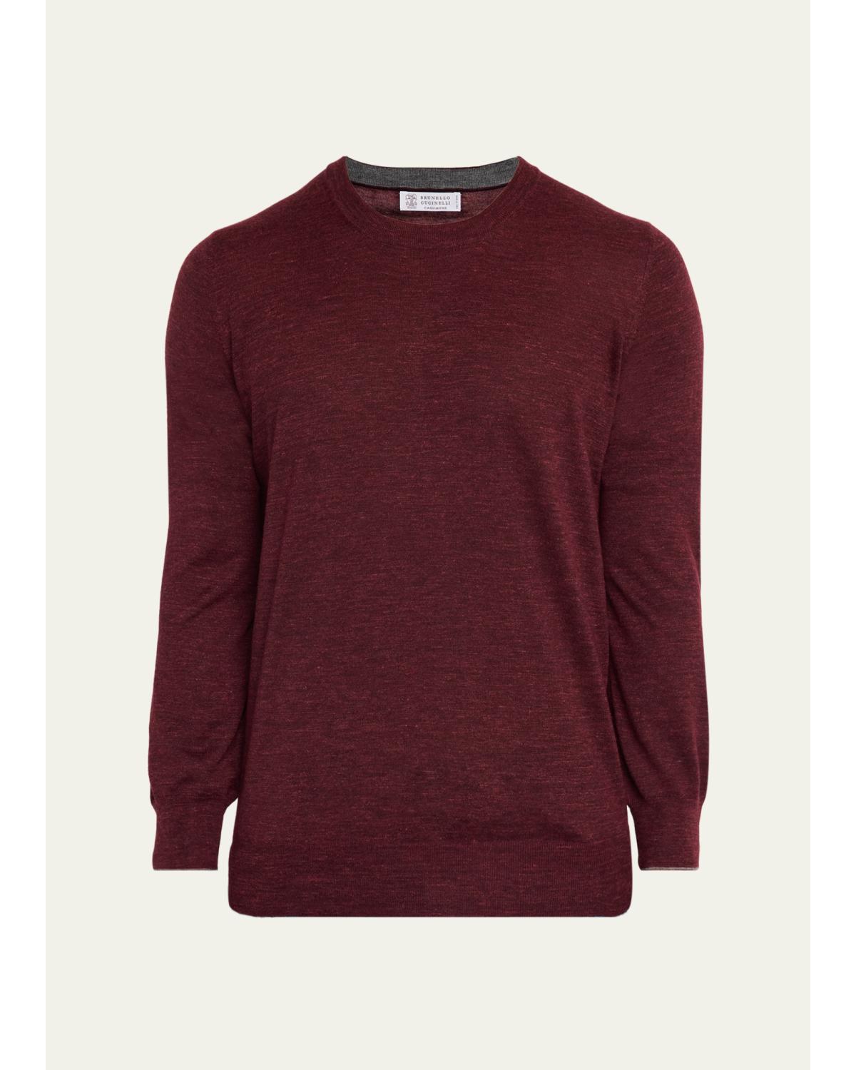 Men'S Fine-Gauge Melange Cashmere-Blend Crewneck Sweater