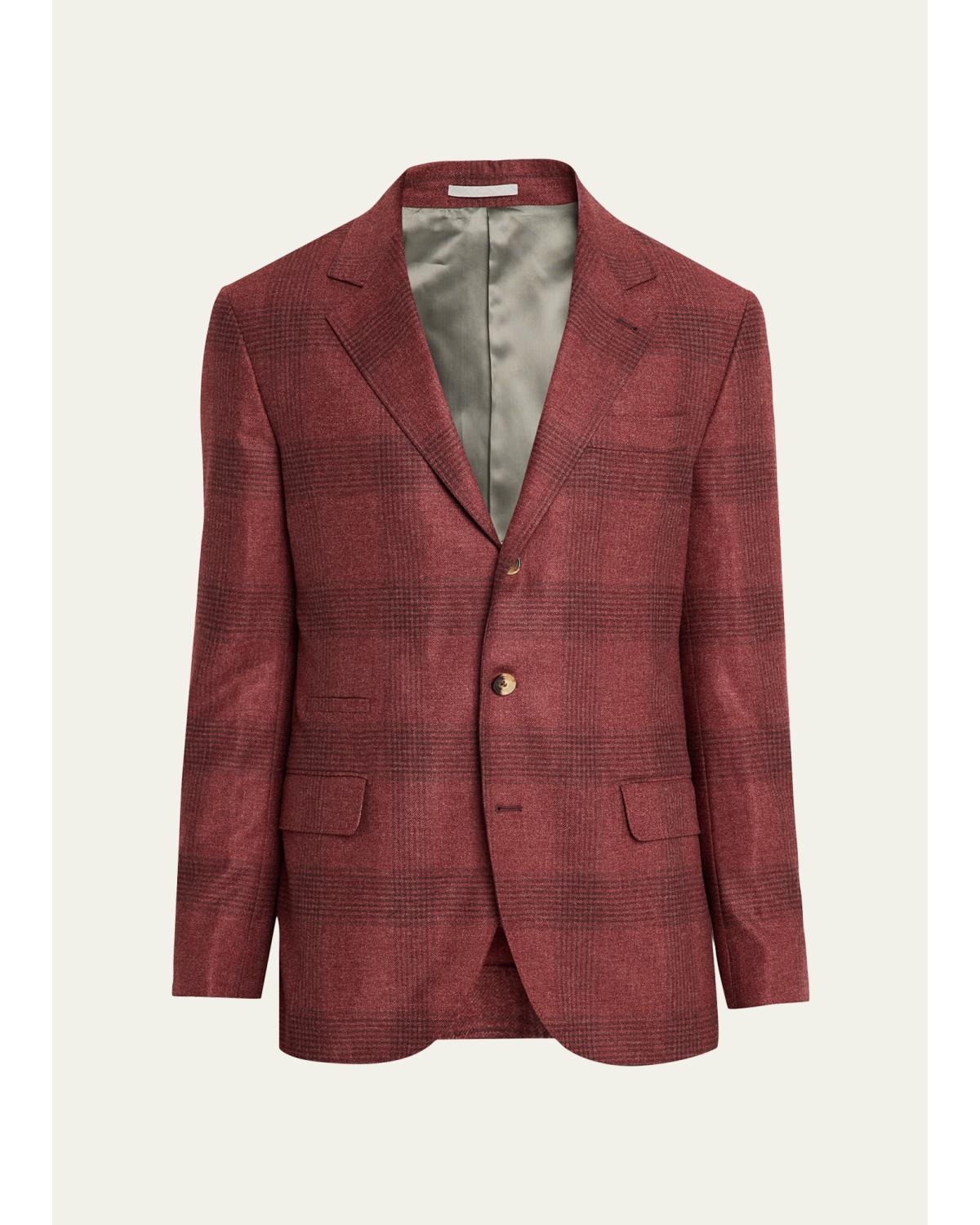 Men'S Plaid Wool-Cashmere Single-Breasted Sport Coat