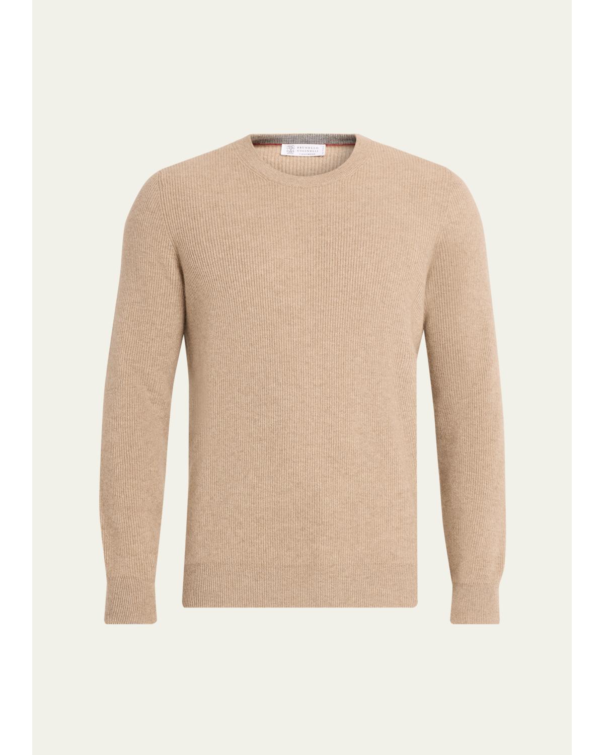 Men'S Crewneck English Rib Cashmere Sweater