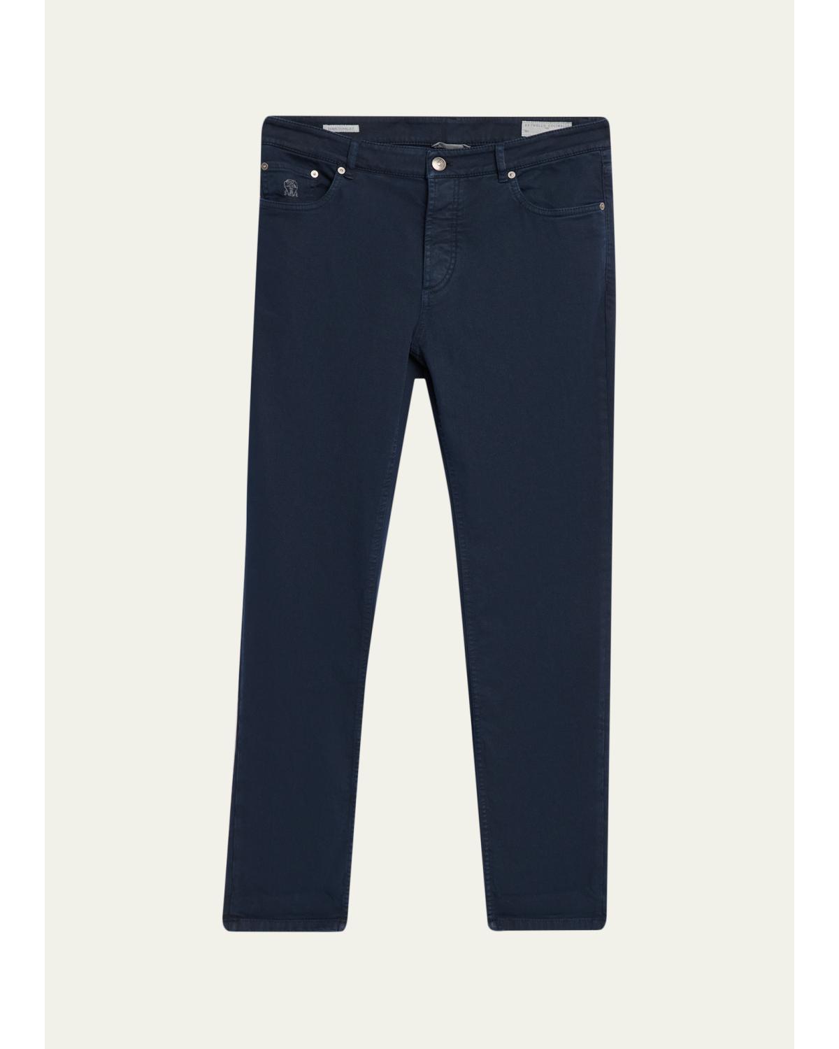Men'S Dyed Denim Slim-Straight Leg Five-Pocket Pants