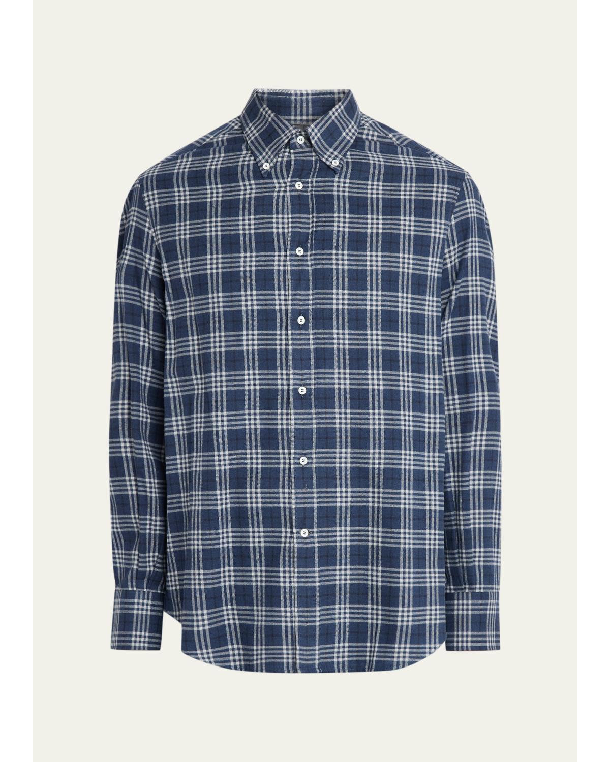 Men'S Cotton-Lyocell Plaid Button-Down Shirt