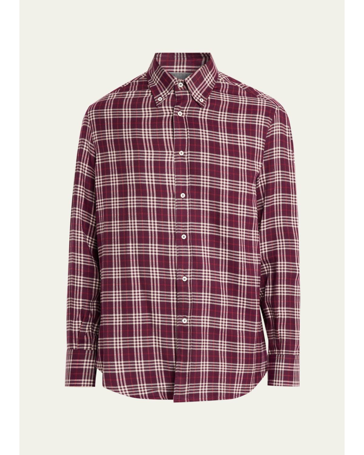 Men'S Cotton-Lyocell Plaid Button-Down Shirt