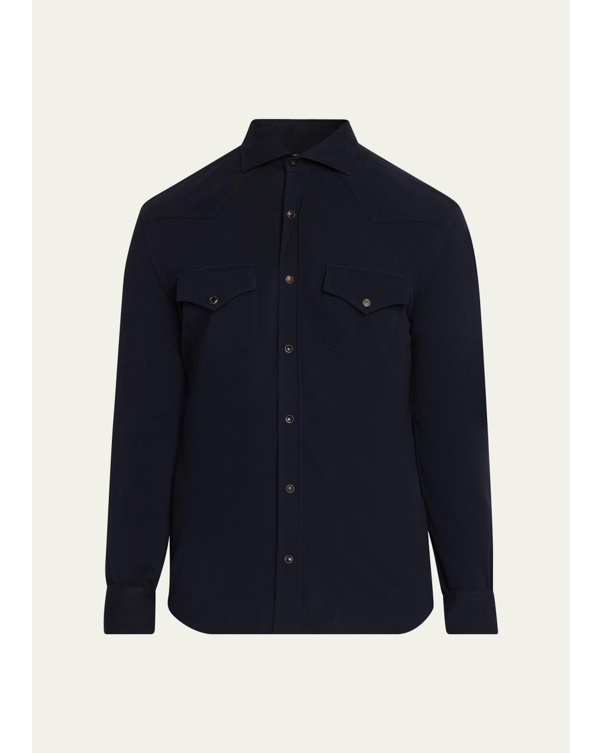 Men'S Cotton Pique Snap-Front Western Shirt
