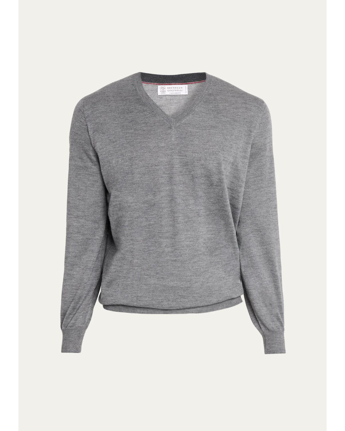 Men'S Fine-Gauge Cashmere & Silk V-Neck Sweater