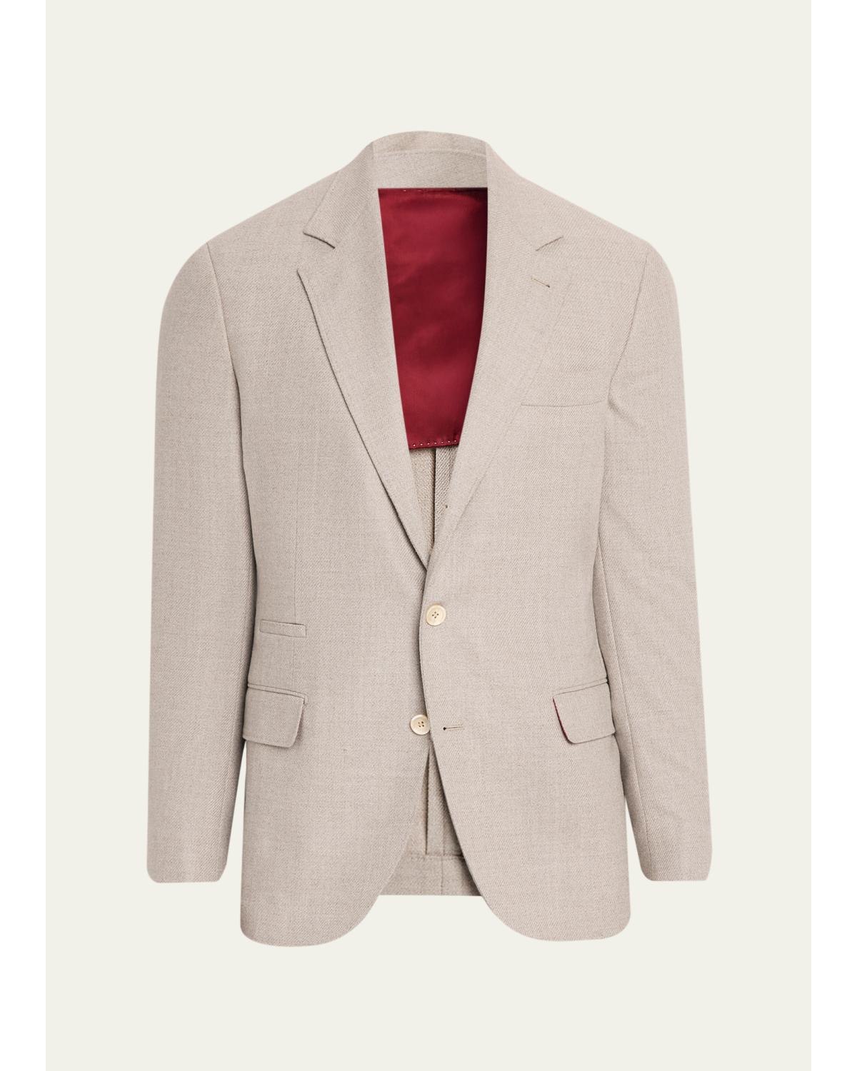 Men'S Wool Flap Pocket Single-Breasted Suit Jacket