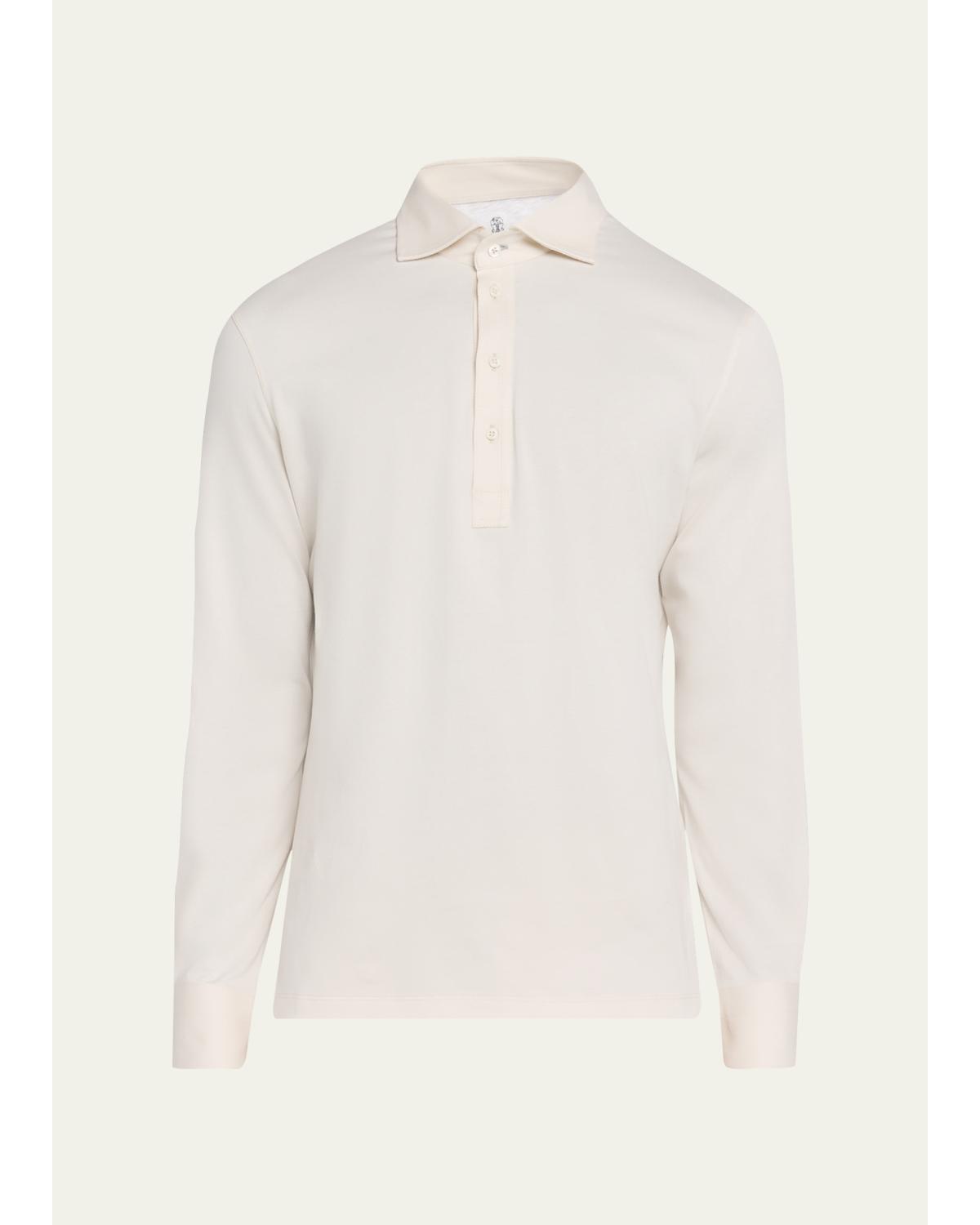 Men'S Cotton Jersey Long-Sleeve Polo Shirt
