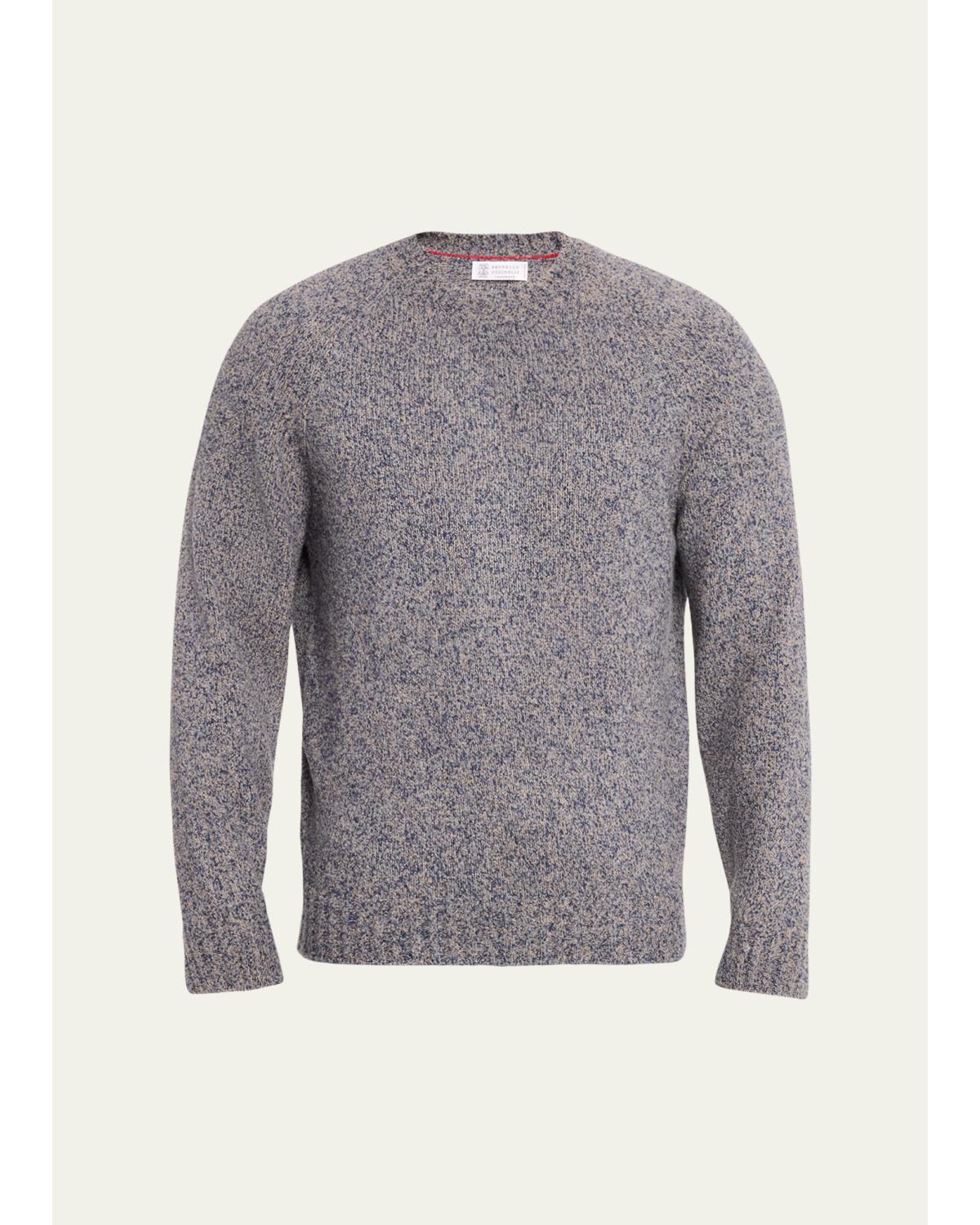 Men'S Wool, Silk And Cashmere Donegal Crewneck Sweater