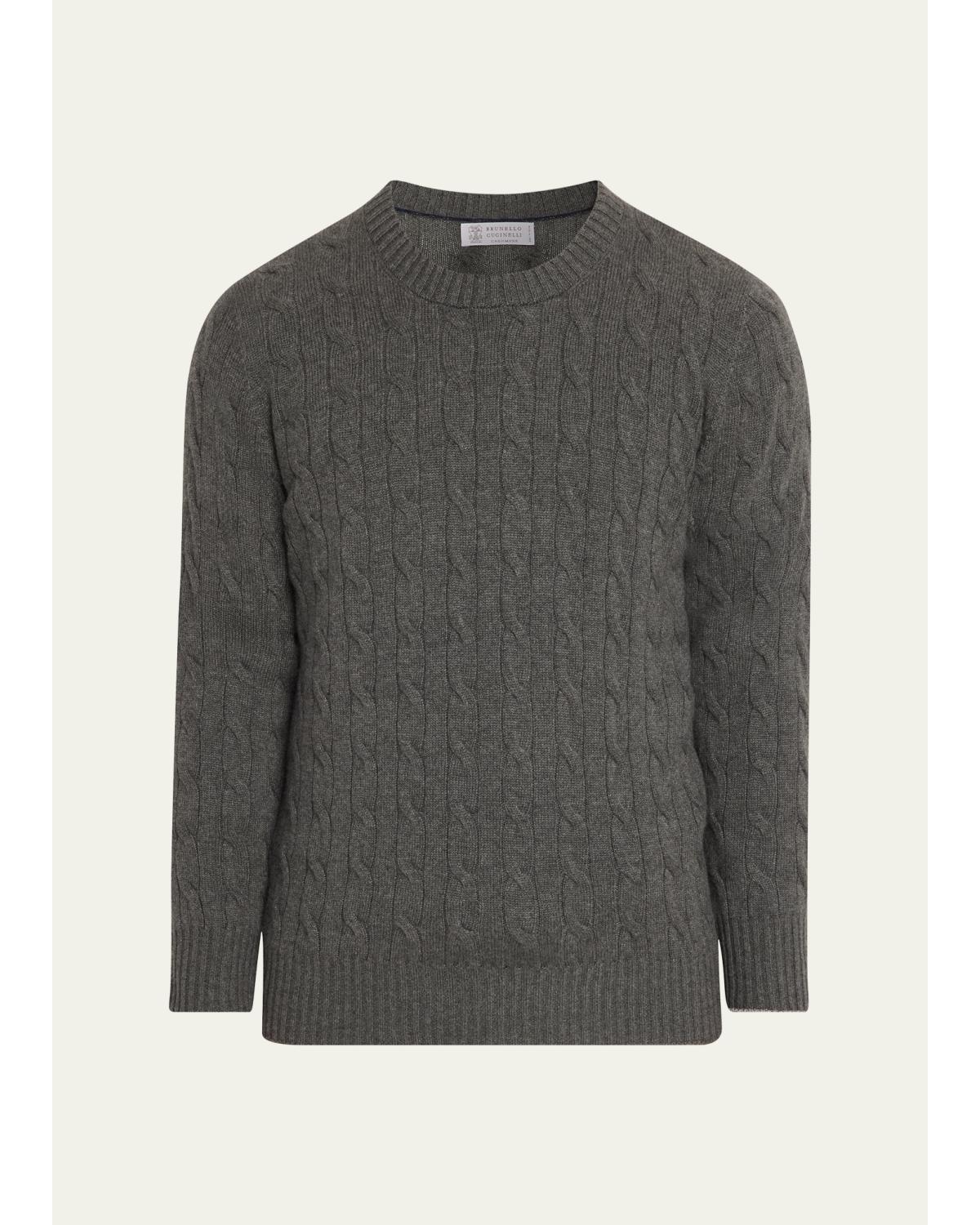 Men'S Cashmere Cable Knit Crewneck Sweater