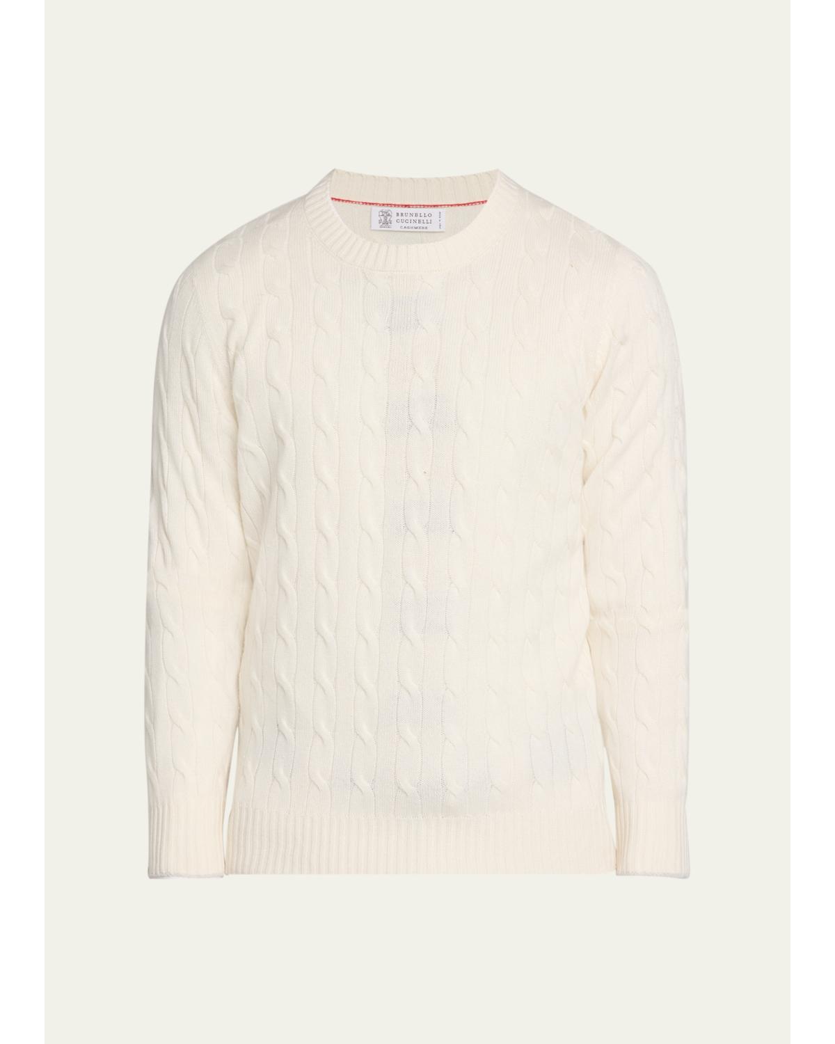 Men'S Cashmere Cable Knit Crewneck Sweater