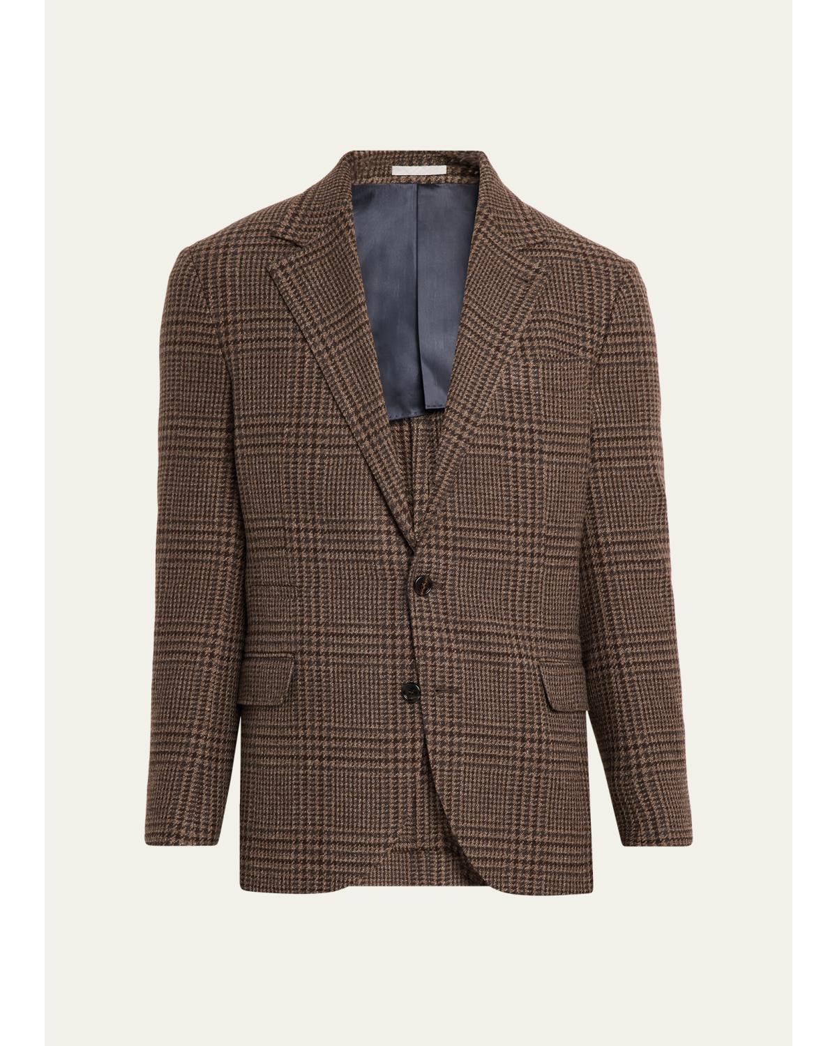 Men'S Cashmere Houndstooth Check Single-Breasted Sport Coat